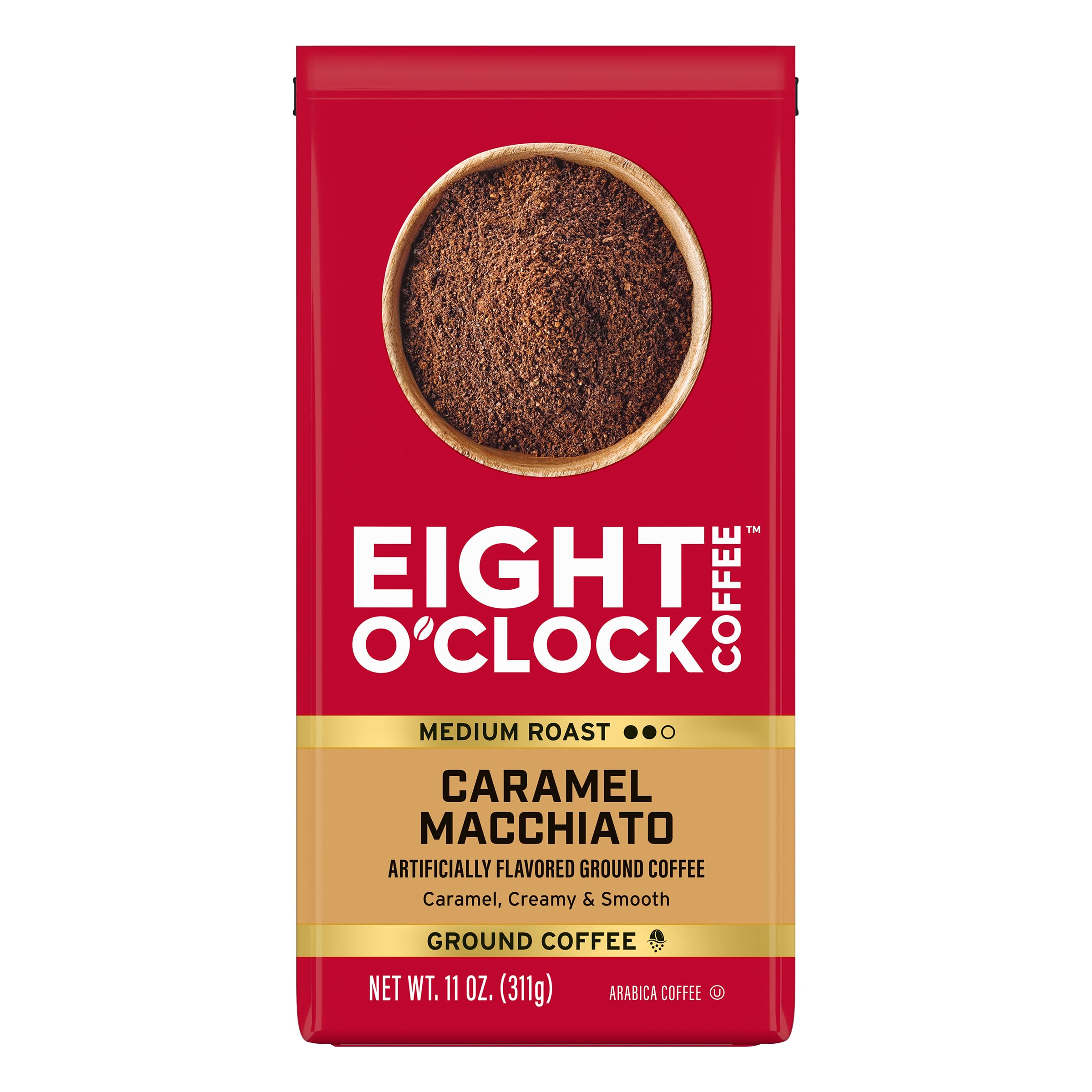 Eight O'Clock Coffee Caramel Macchiato, 11 Ounce (Pack of 1) Medium Roast 100% Arabica Ground Coffee, Caramel, Creamy, Smooth