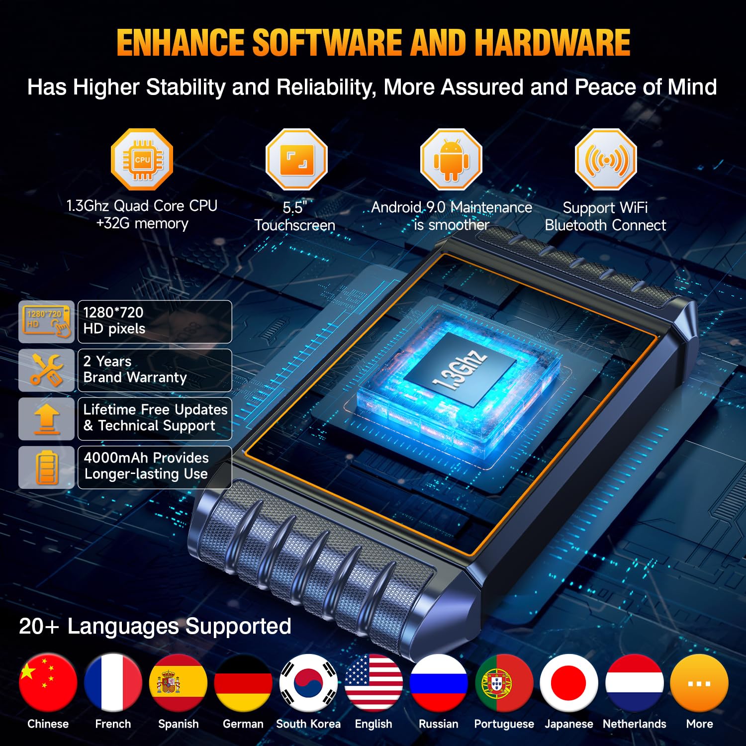 FOXWELL NT726 Bidirectional Full System Scan Tool for All Cars, 12+ Service Resets with Oil EPB TPMS SAS ABS Bleeding Throttle Relearn Injector Coding, Automotive OBD2 Scanner Diagnostic Tool