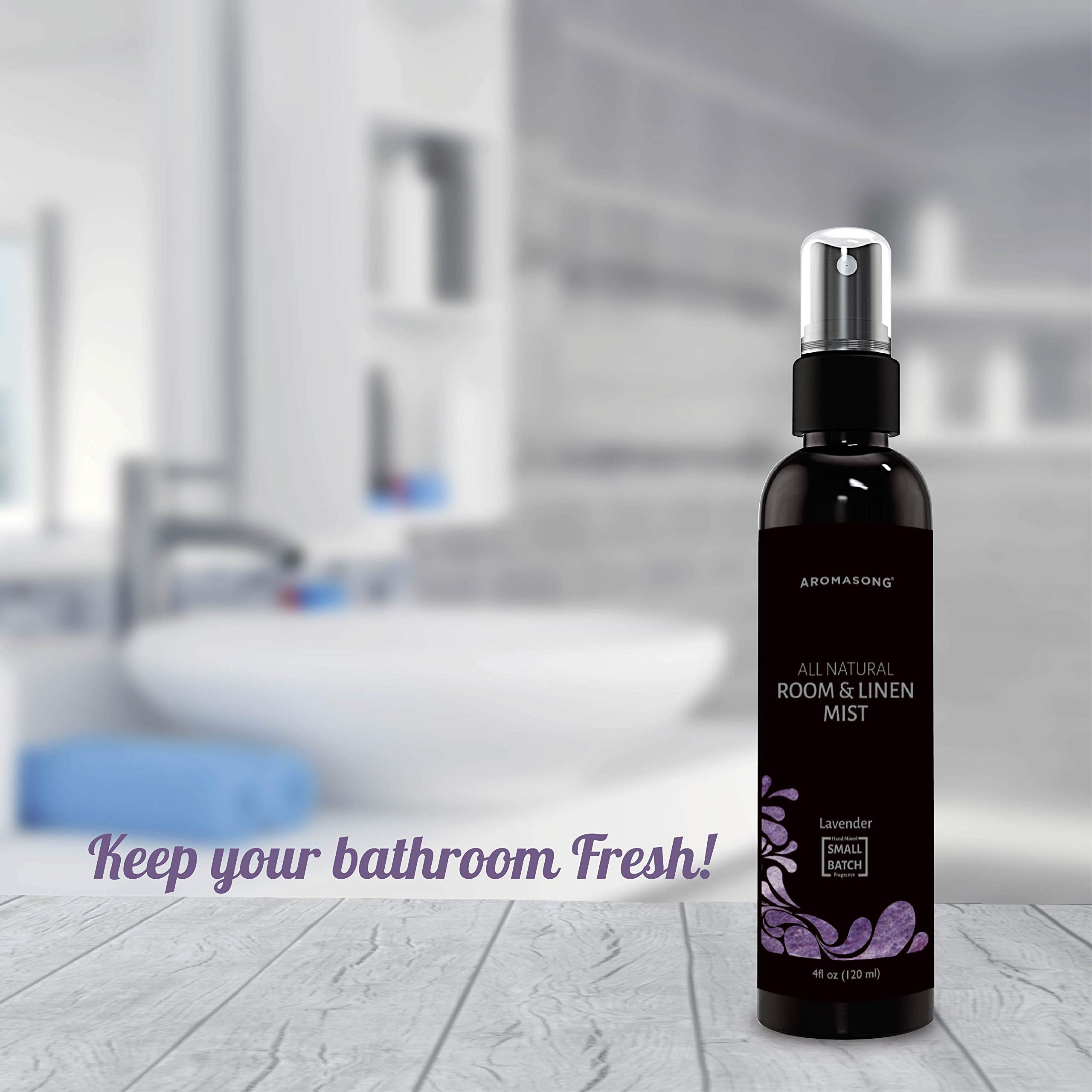 Aromasong All-Natural Lavender Room & Linen Spray 8 Oz for Sheets, Pillow, Fabric, Bed, Sleeping with a Refreshing Scent.