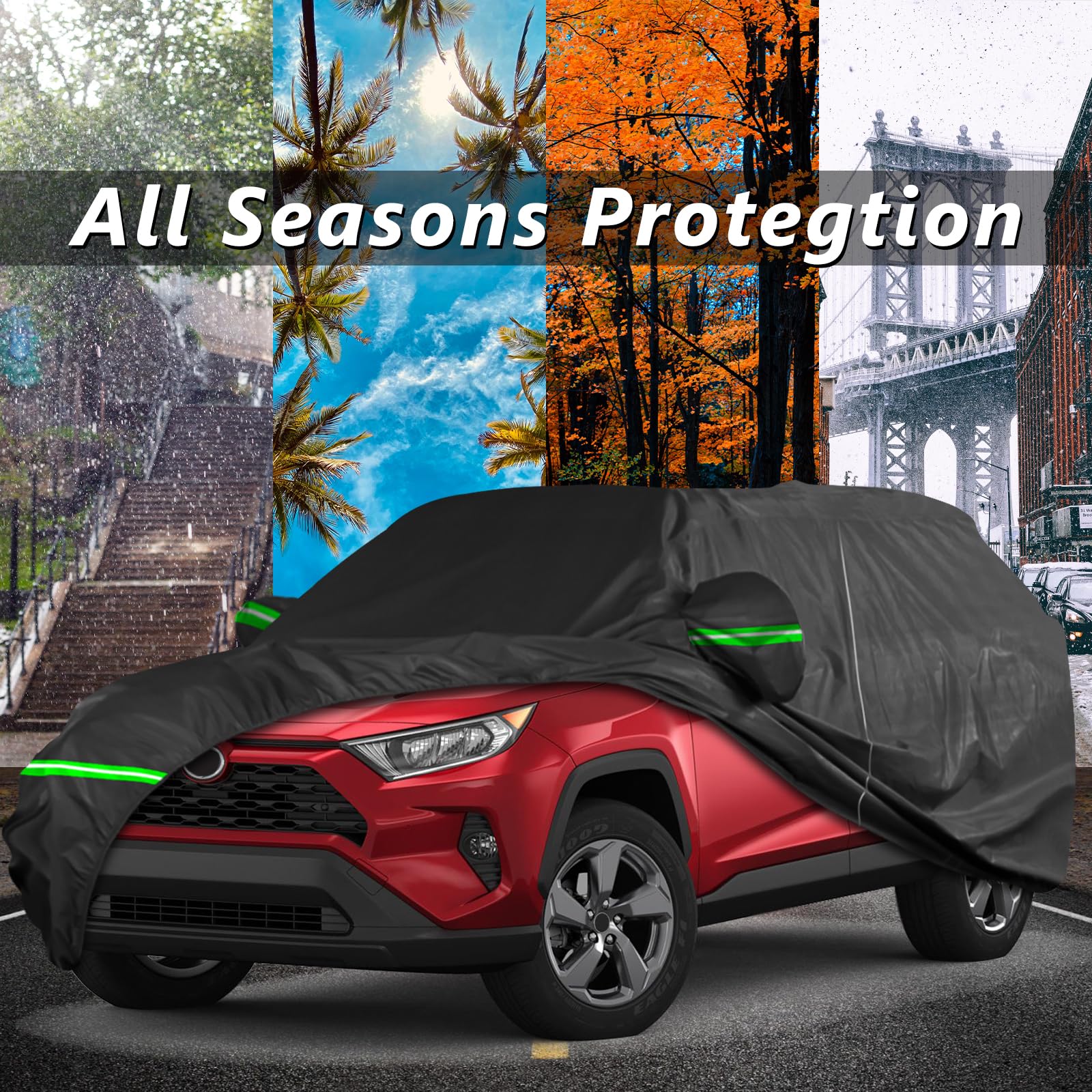 AROJAK for Toyota RAV4 Car Cover, Waterproof Car Cover for Toyota Rav4 (1996-2024), All Weather Custom Protection Full Outdoor Indoor Exterior for RAV4 Car Cover (Black)