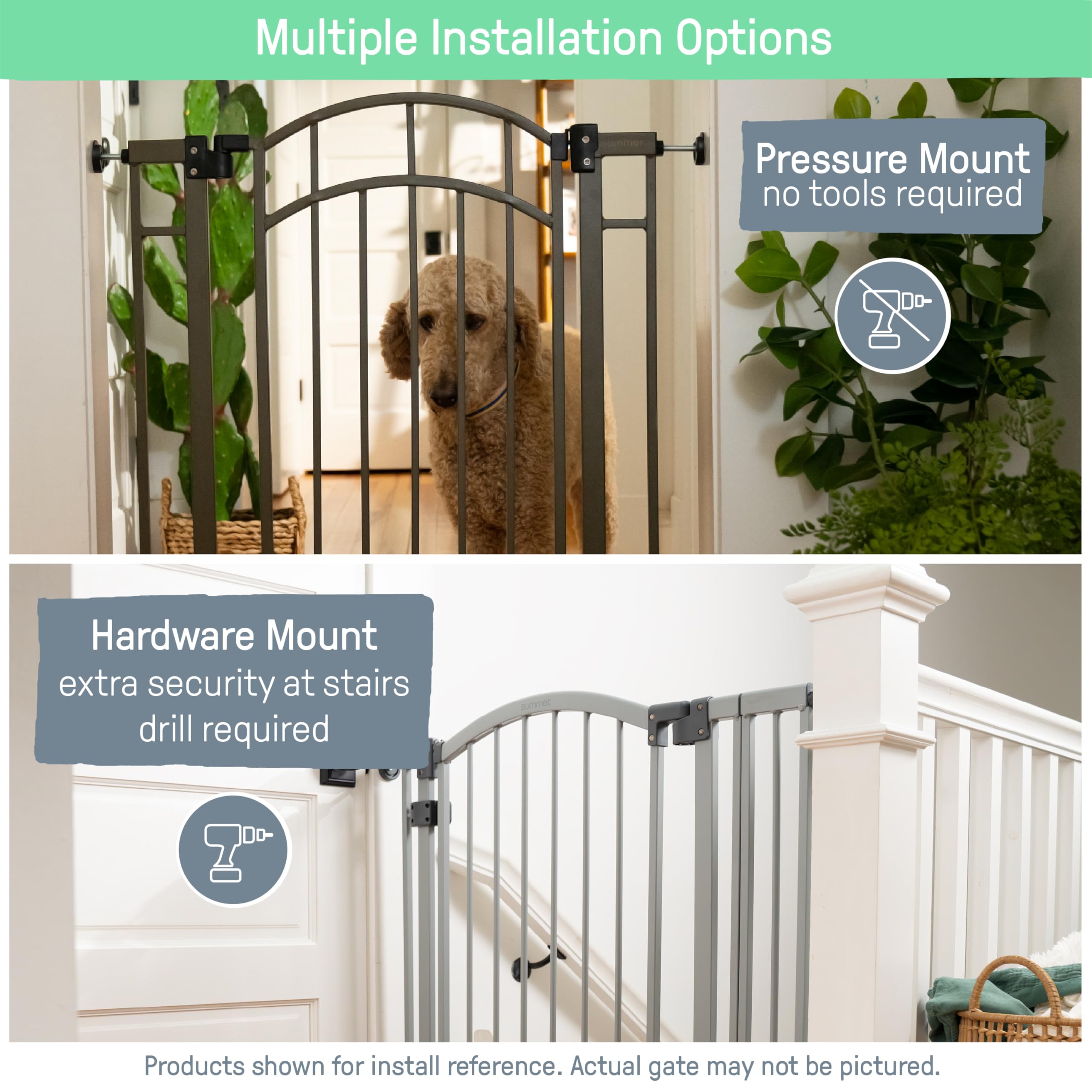 Summer Infant Extra Tall Decor Safety Pet and Baby Gate, 28” - 38.25” Wide, 36" Tall, Install In-between Rooms, Doorways and Stairways, 20” Wide Door Opening - Gray