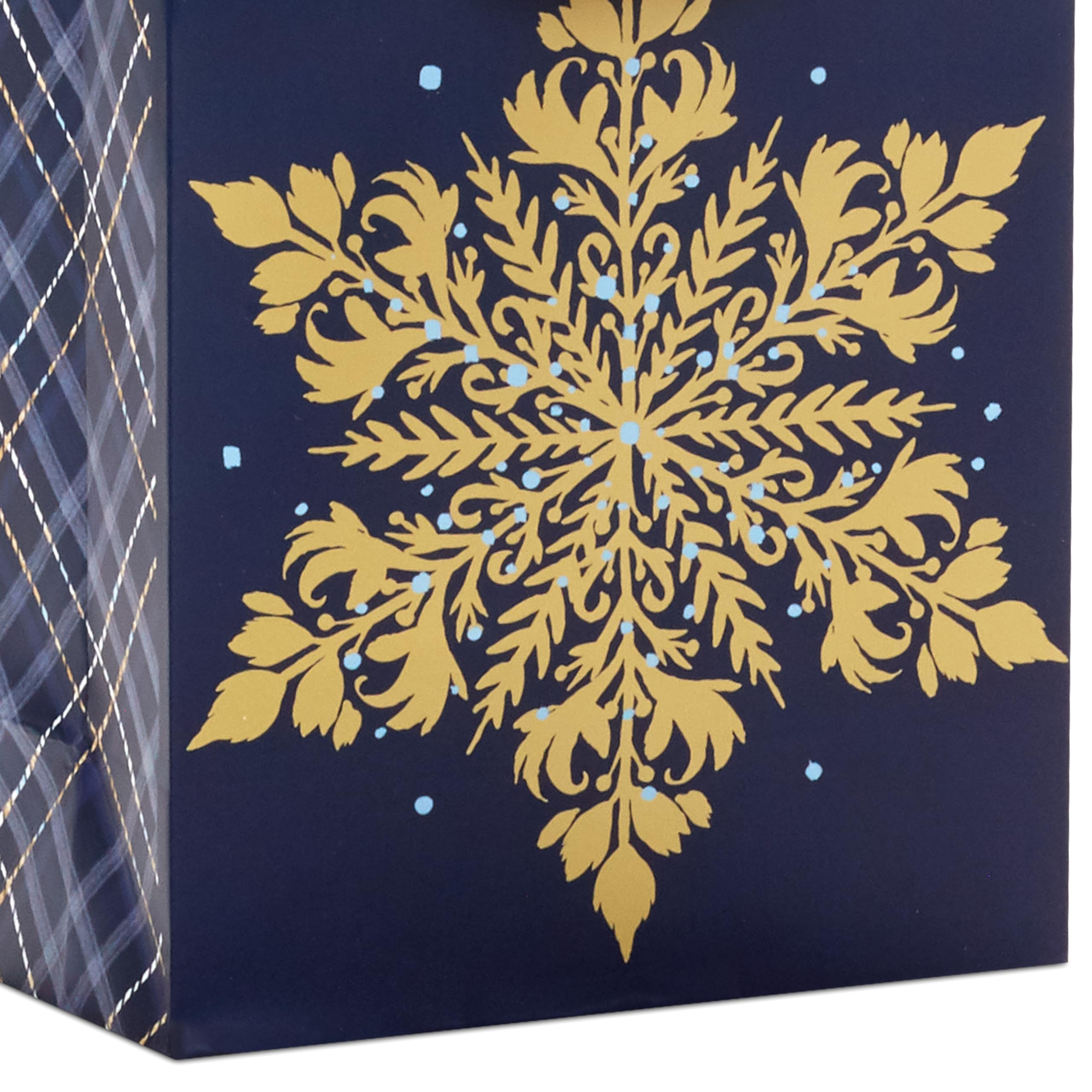 Hallmark Assorted Holiday Gift Bags (8 Bags: 3 Small 6", 3 Medium 9", 2 Large 13") Winter Woodland Joy, Navy Blue, Gold