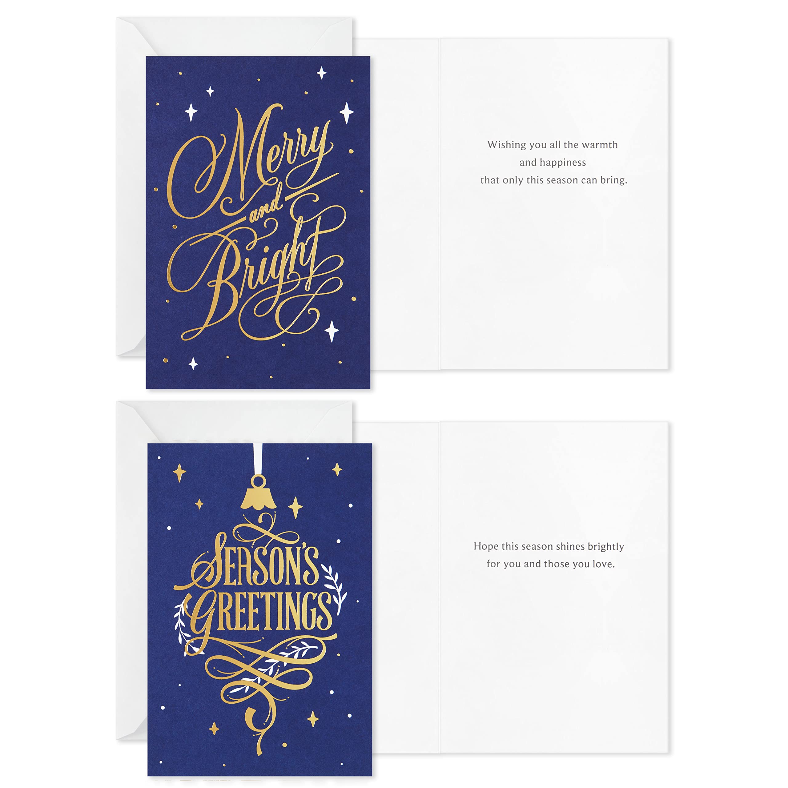 Hallmark Boxed Christmas Cards Assortment, Blue and Gold Holidays (6 Designs, 72 Cards with Envelopes)