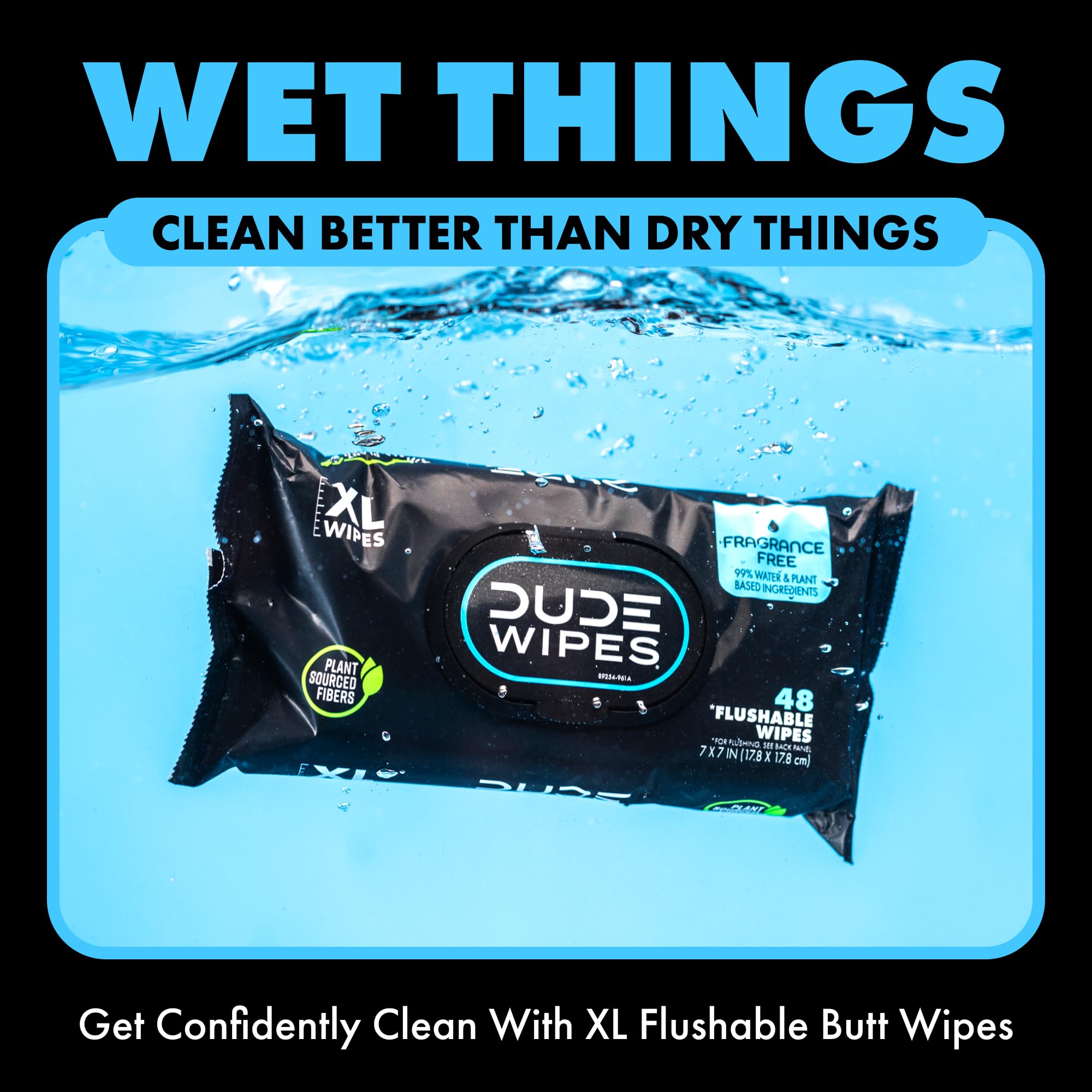 DUDE Wipes Flushable Wipes - 1 Pack, 48 Wipes - Unscented Extra-Large Wet Wipes with Vitamin-E & Aloe for at-Home Use - Septic and Sewer Safe