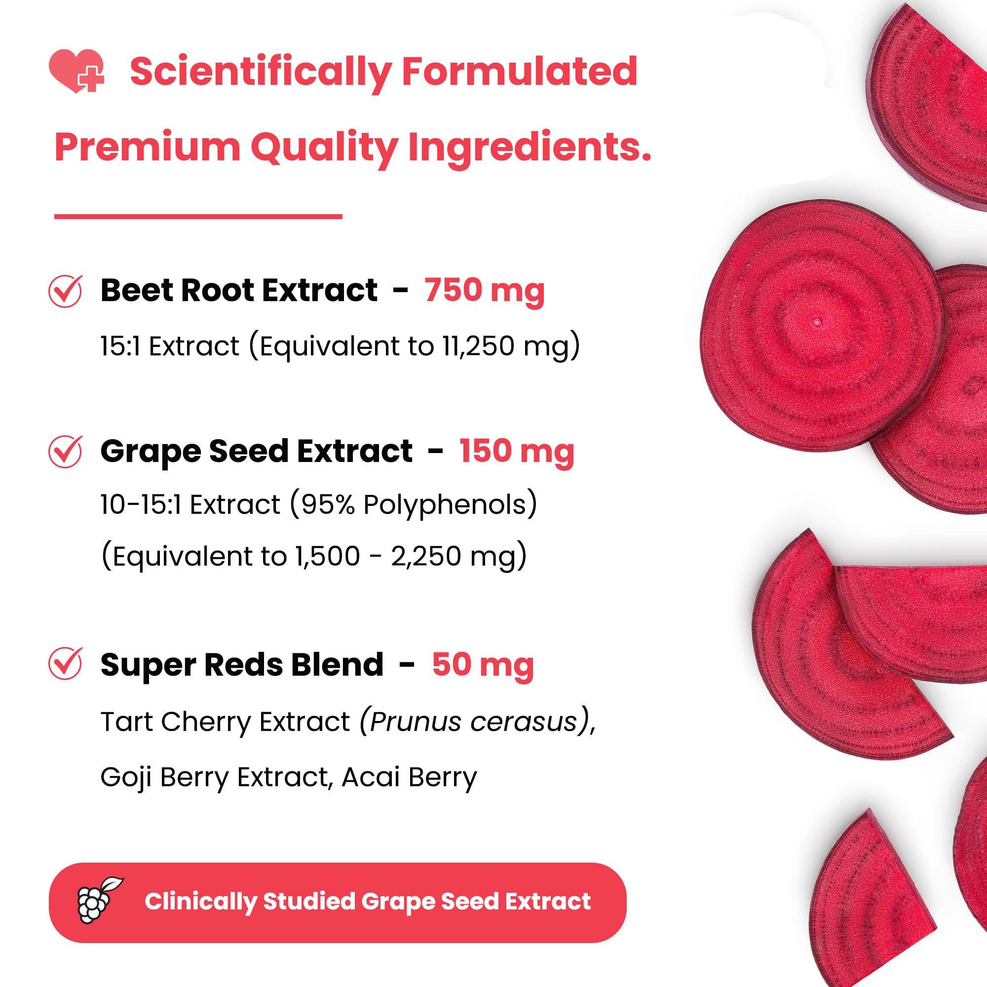 Beet Chews - Blood Pressure Support - Potent 750mg Beet Root Extract - Heart Chews - Blood Flow & Circulation Support Supplement - Super Reds Blend - Beet Root Gummies Alternative – 60 Soft Chews