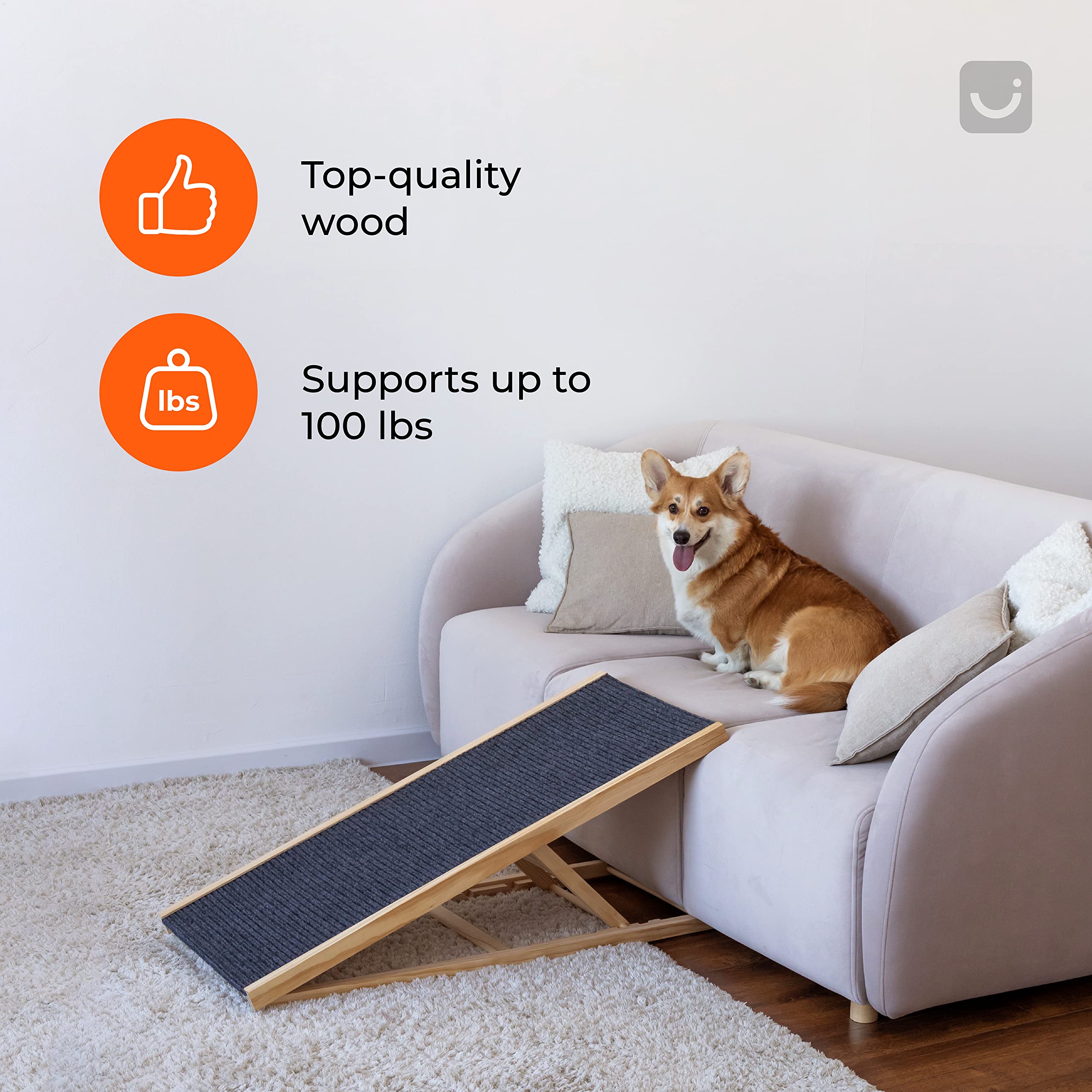 Adjustable Ramp for All Pets, Lightweight Ramp for Large or Small Dogs, Foldable Dog Ramp with Non-Slip Surface, Indoor Dog Ramp for Couch or Sofa, Portable Car Pet Ramp