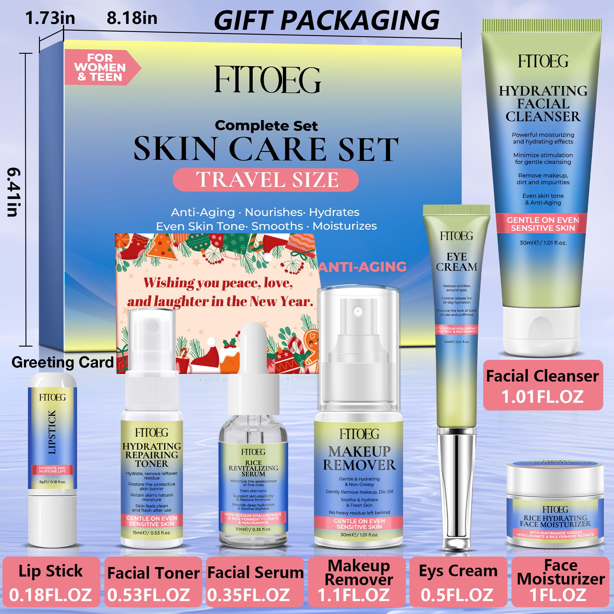 Travel Essentials,Korea Skin Care Set/Kit,Teens Kids Women Hydrated Facial Skin Care Routine Set Kit Products,Skin Care Set Gift for Teen Women Valentines Day Gifts for Her Travel Size Toiletries