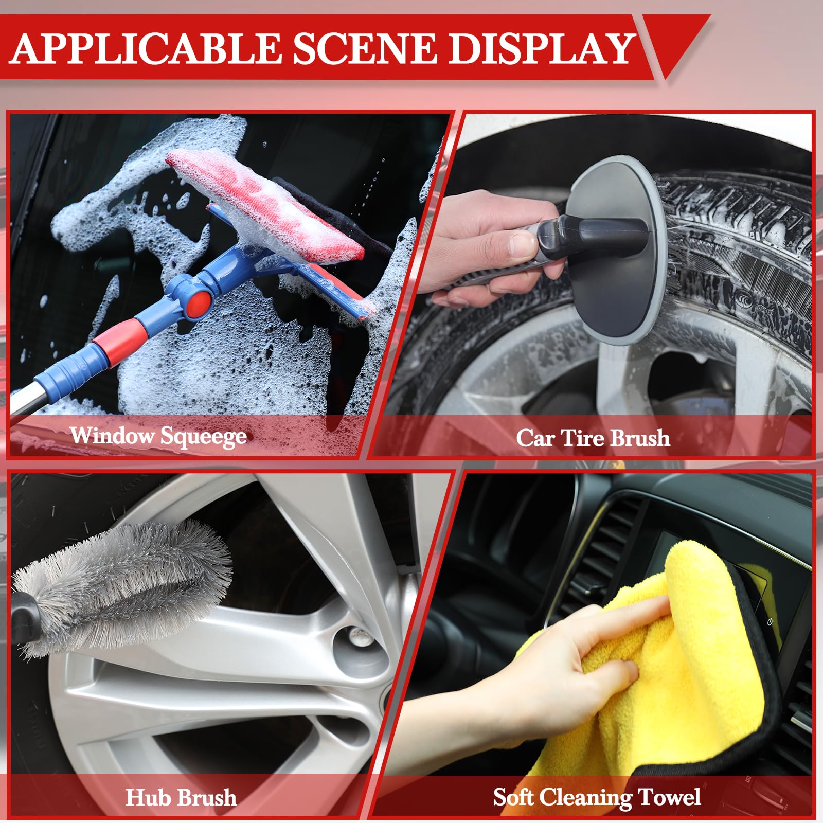60PCS Car Wash Cleaning Kit,Cordless Car Vacuum Car Detailing Kit, Easy to Use Interior Car Cleaning Kit with Car Cleaning Gel,Detailing Brush Set,Windshield Cleaner, Car Accessories for Women/Men
