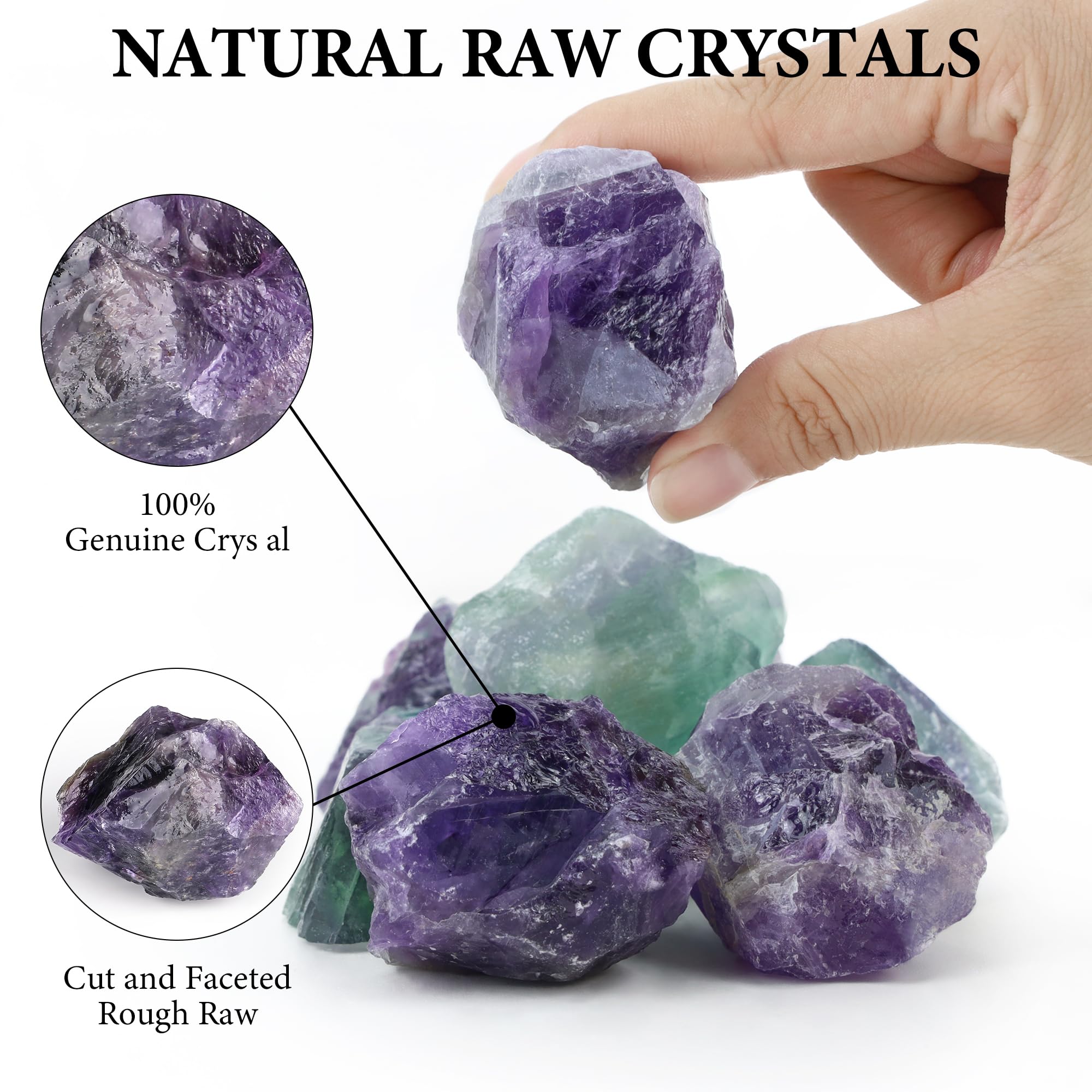 QINJIEJIE 2PCS Amethyst Raw Crystals 1.8-2.2'' Raw Crystals Healing Stones Bulk Large Stones for Tumbling, Cabbing, Fountain Rocks, Polishing, Handmade, Wicca Reiki, Wire Wrapping,DIY Decoration