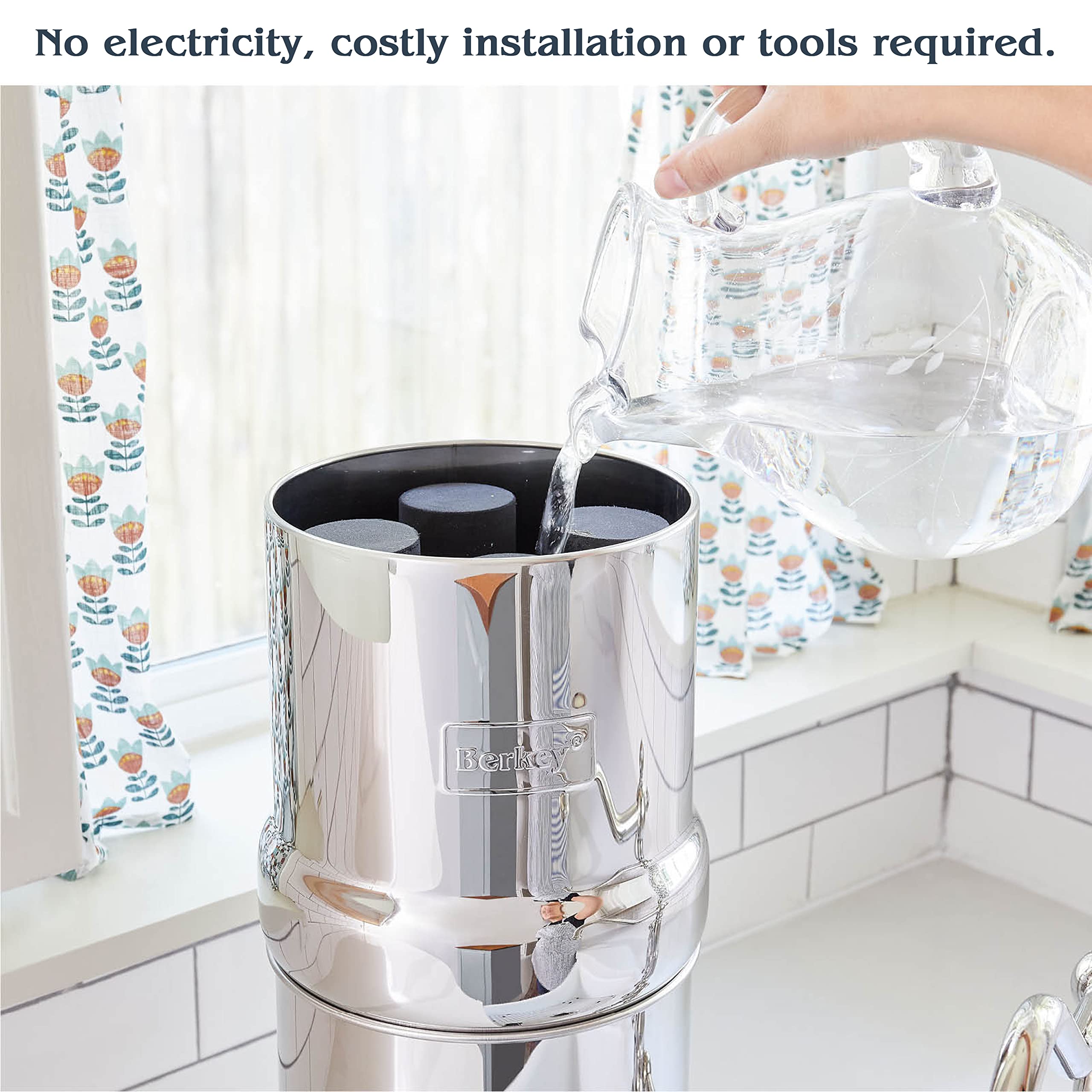 Imperial Berkey Gravity-Fed Stainless Steel Countertop Water Filter System 4.5 Gallon with 2 Authentic Black Berkey Elements BB9-2 Filters