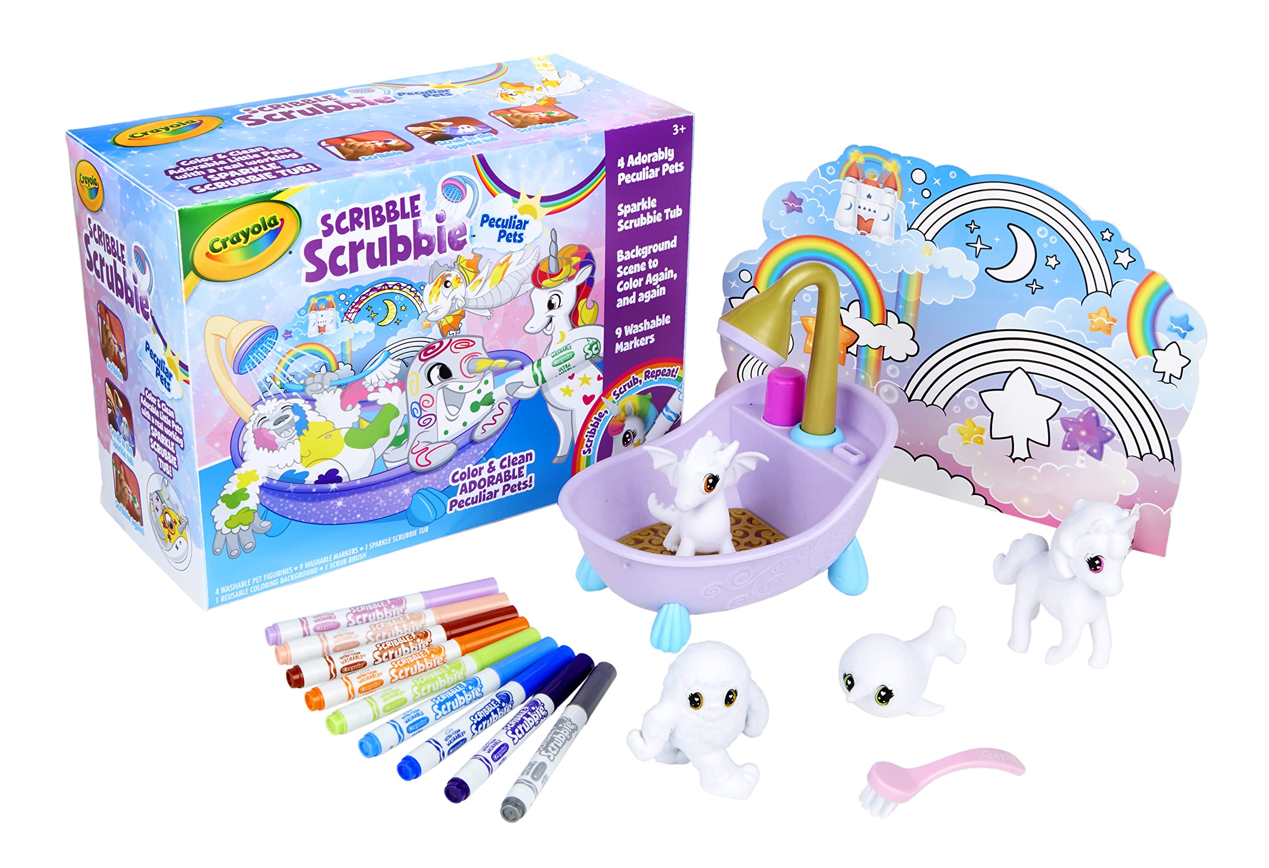 Crayola Scribble Scrubbie Peculiar Pets, Washable Pet Grooming Toy for Kids, Arts & Crafts, for Girls & Boys, Ages 3, 4, 5