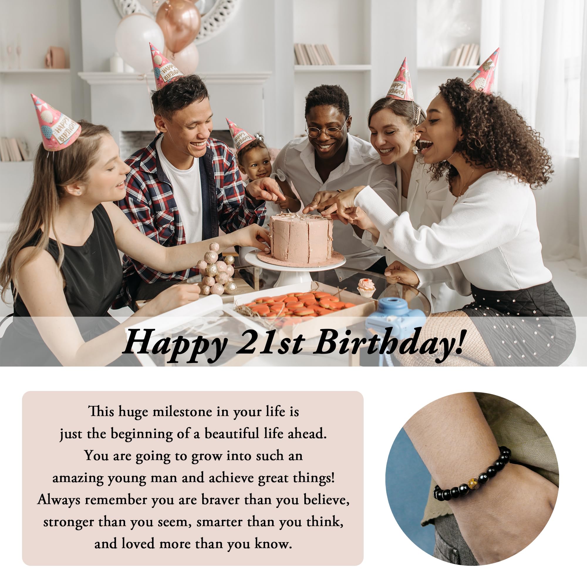 Happy 21St Birthday Gifts For Him, Adjustable Triple Protection Bracelet As 21 Year Old Birthday Gifts For Boys, 21St Bday Jewelry Gift For 21 Year Old Male