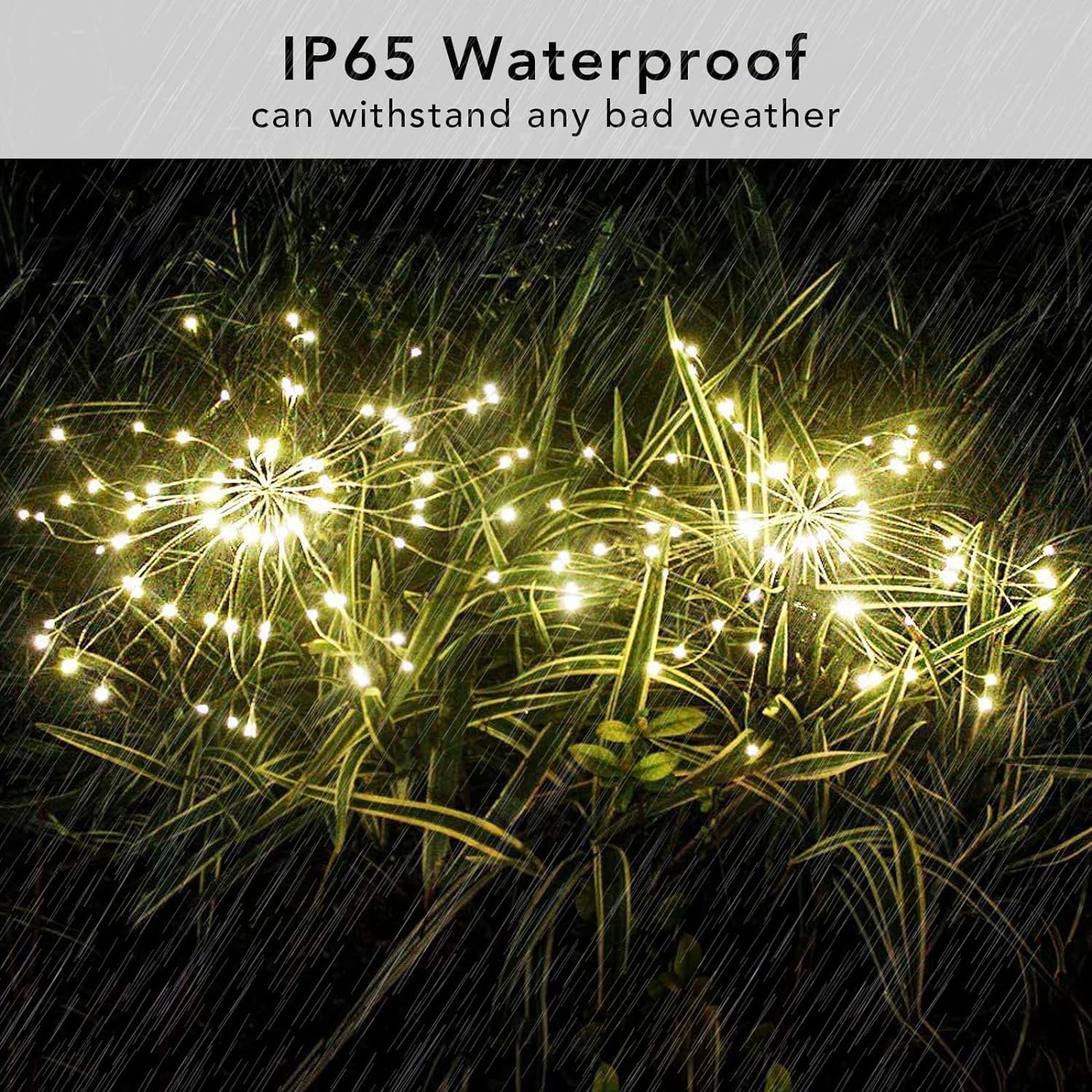 FOOING 4 Pcs Solar Garden Lights Solar Firework Lights, 480 LED Solar Powered String Light 2 Modes Twinkling Solar Lights for Garden, Wedding, Party, Patio(Warm White)