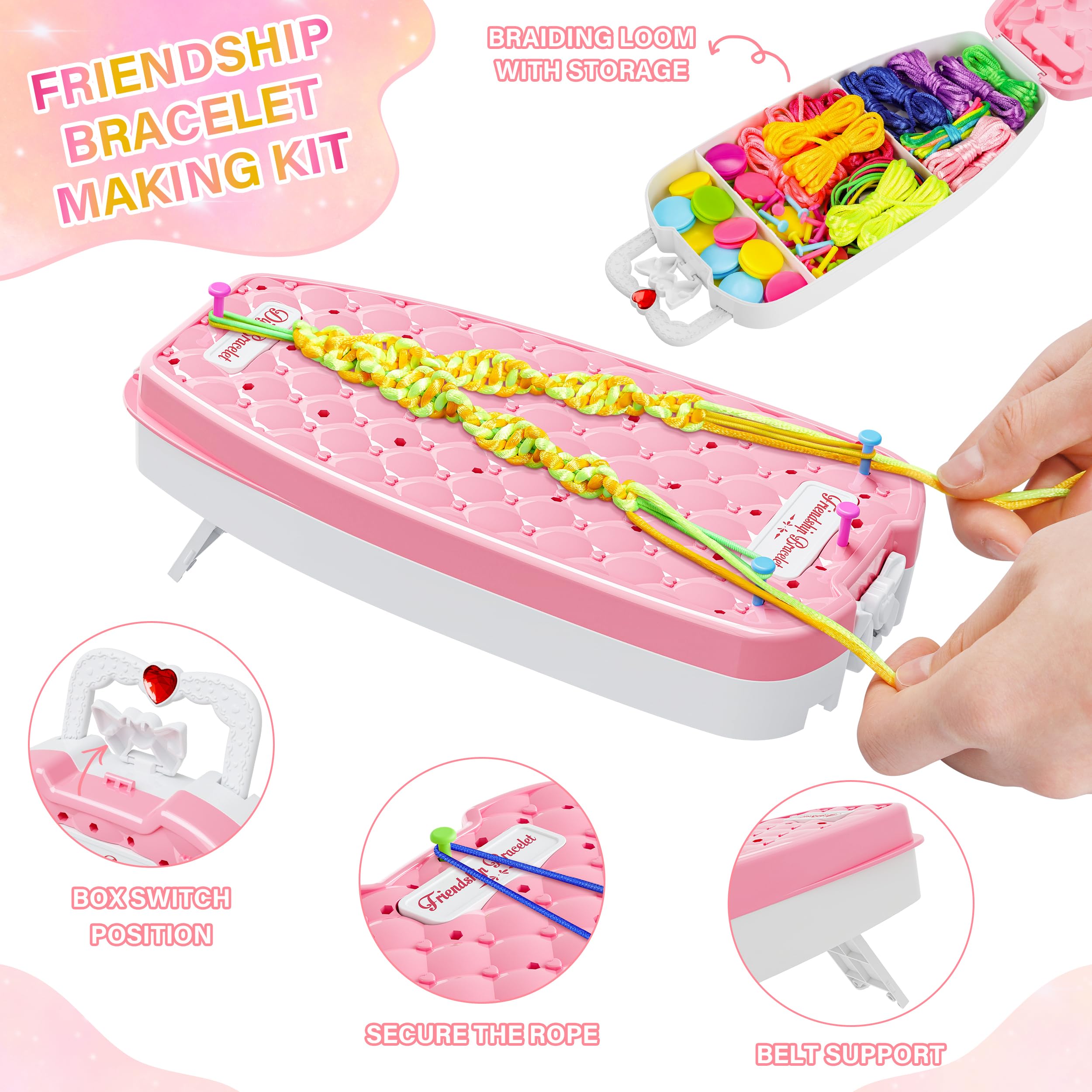 Dpai Friendship Bracelet Making Kit for Girls,DIY Arts and Crafts Toys,Jewelry String Maker Kit,The Best Birthday Gifts Ideas for Girls 6 7 8 9 10 11 12+ Years Old（Pink）