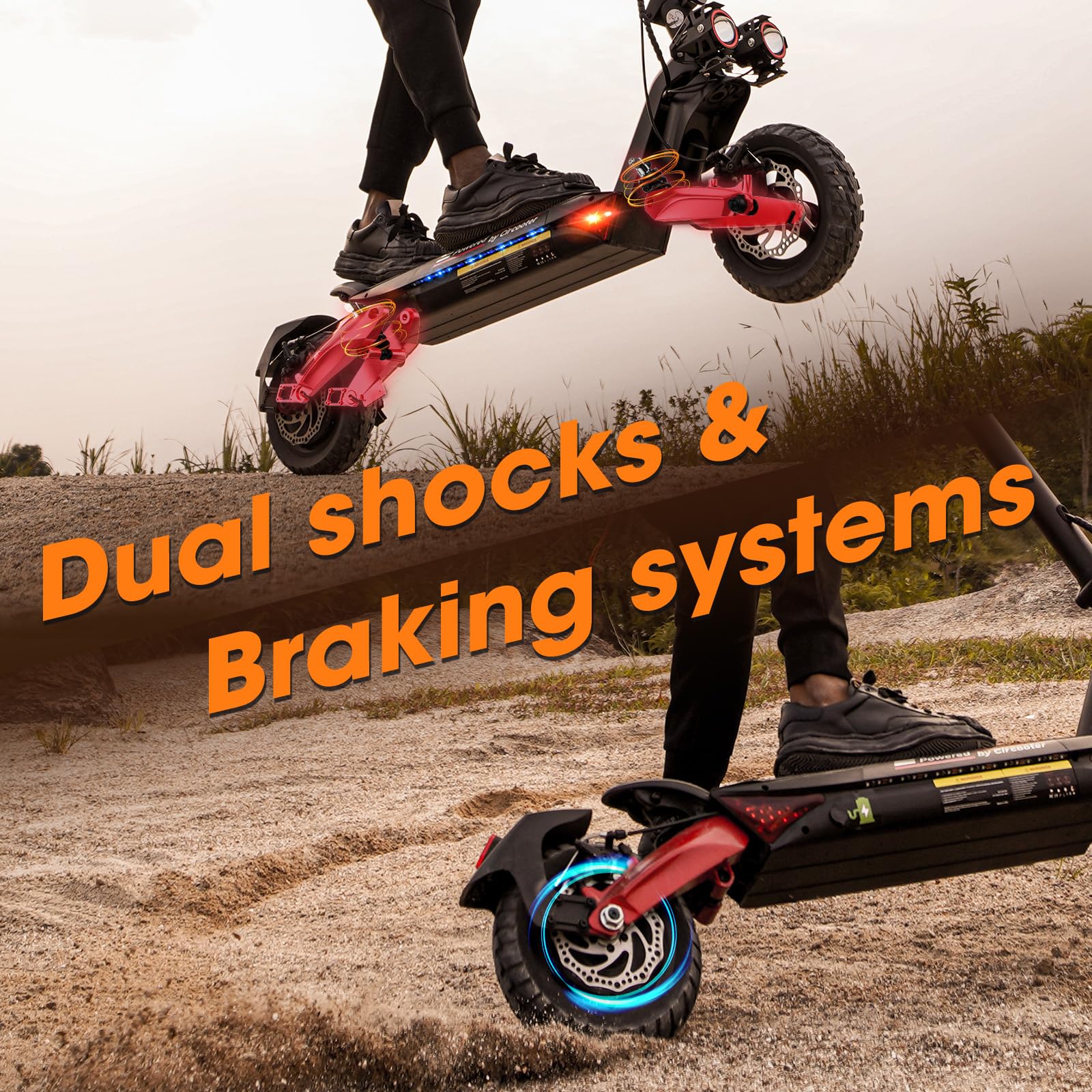 Circooter Raptor Electric Scooter Adult with Smart APP, 800W Motor, 28 Mph Top Speed, 25 Miles Range, 10 inches All Terrain Tires Off Road E Scooter, Dual Charger Ports & Storage Bag - Raptor