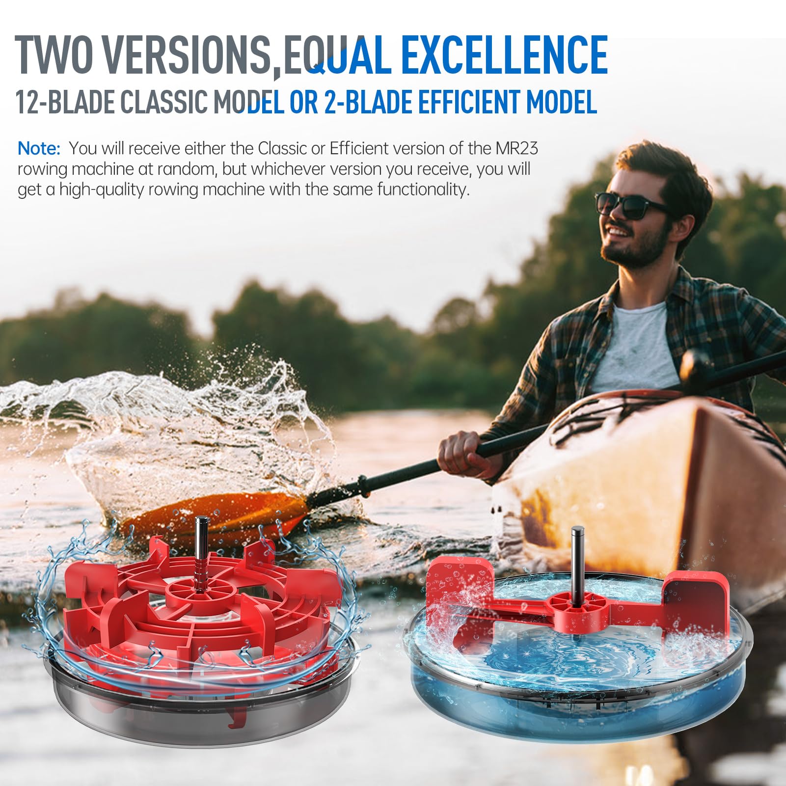 JOROTO MR23 Water Rowing Machine for Home Use, 300 Lbs MAX Weight Capacity Rower Machine with Bluetooth Function, Ipad Holder, 44 Days Kinomap Subscription