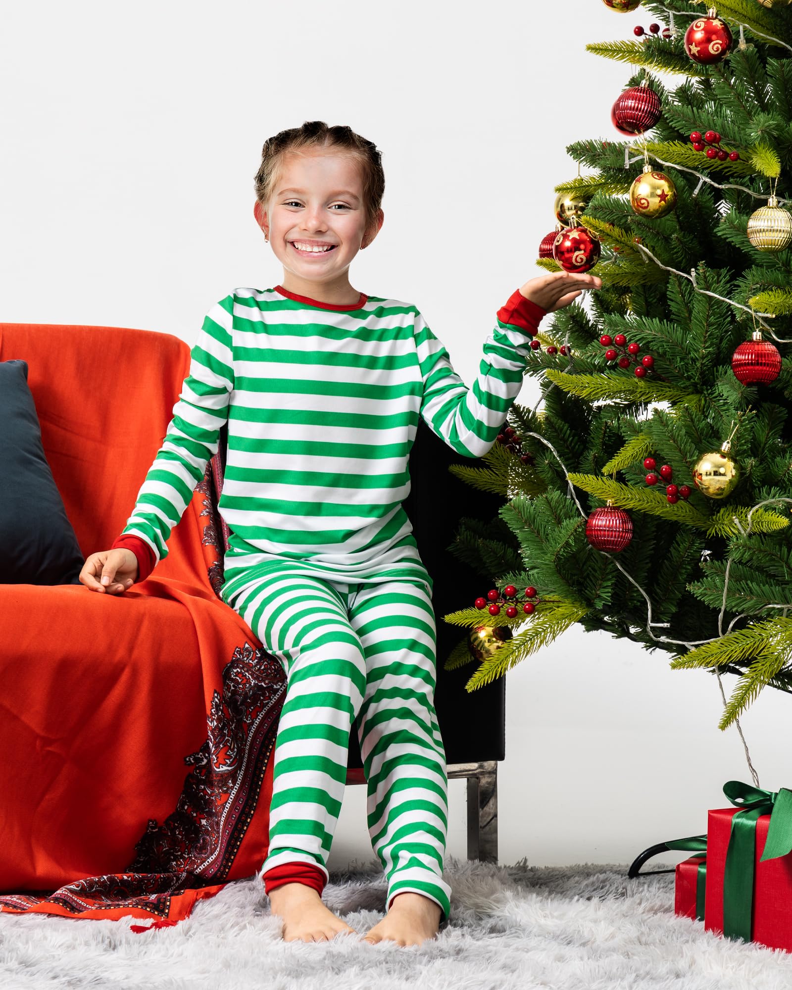 QUNISY Family Pajamas Christmas Matching Sets Xmas Family Pjs Set Couple Holiday Jammies Women/Men Festival Sleepwear Adult KIDS-8T-G