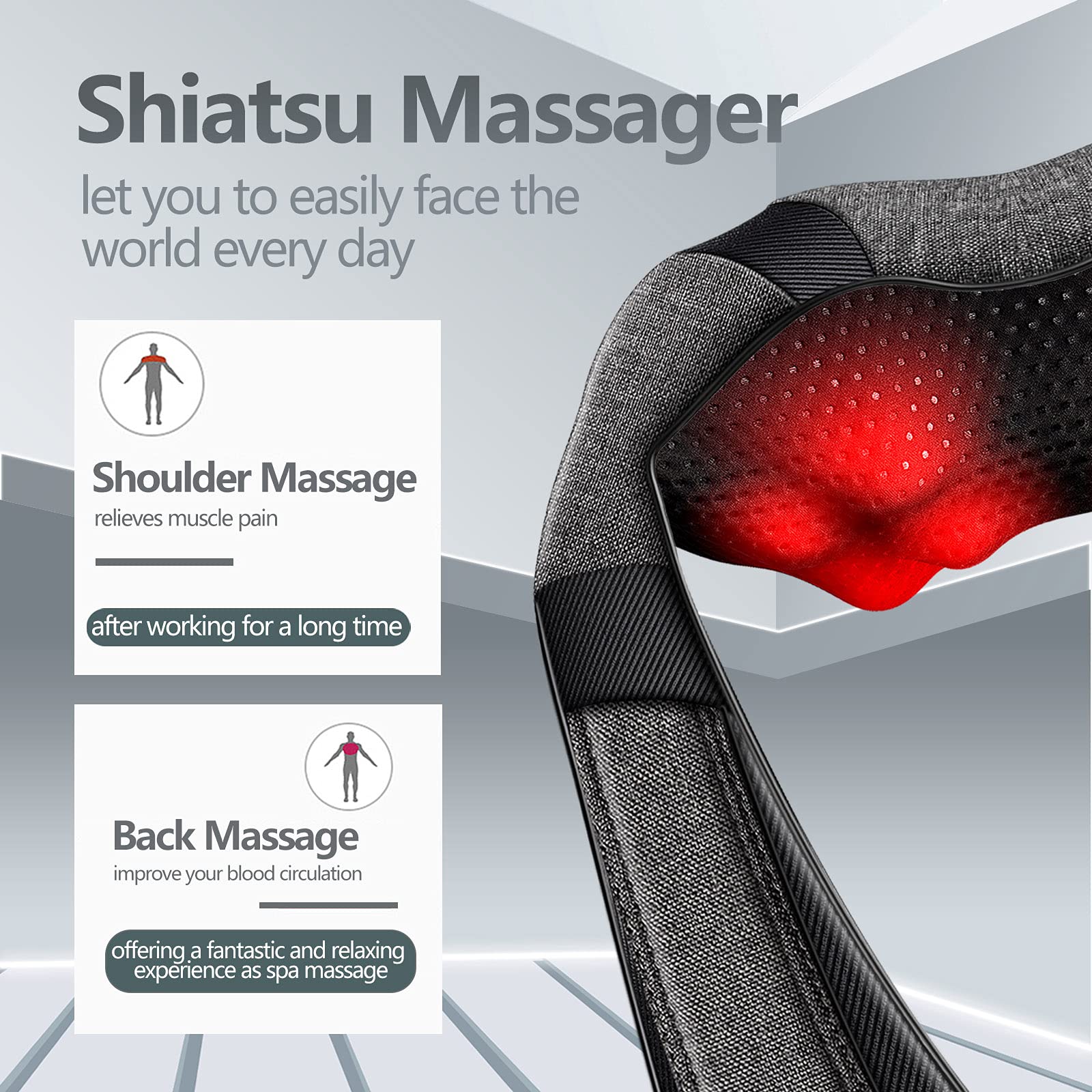 Back Massager Neck Massager with Heat, Neck and Back Massager, Shiatsu Shoulder Massager Gifts for Neck, Back, Muscle Pain Relief, Presents Idea for Christmas, Fathers Day, Mothers Day