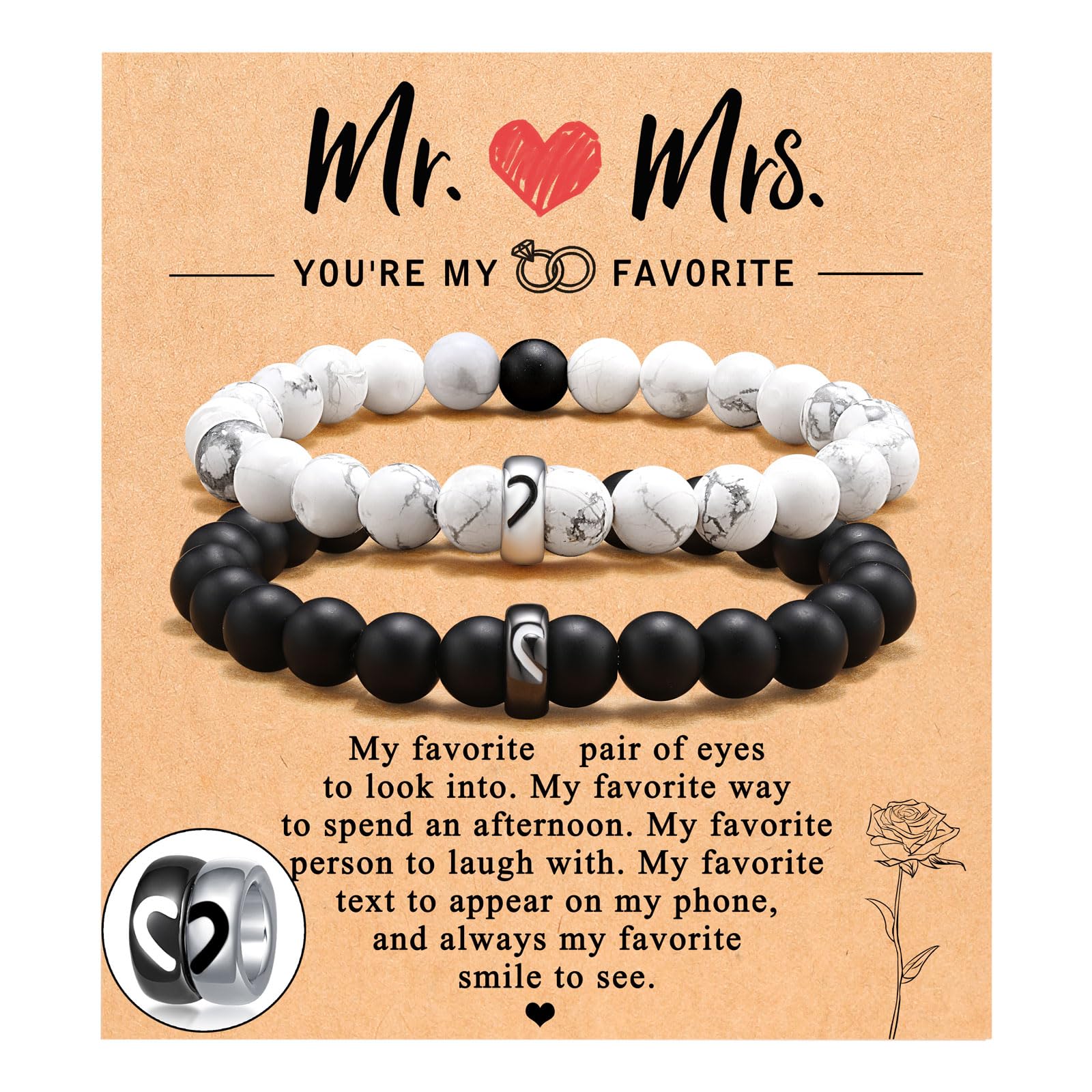 UNGENT THEM Mr and Mrs Engagement Wedding Gifts for Couples 2024 Him Her Bride Groom Wedding Registry Idea for Husband Wife Anniversary Bracelet