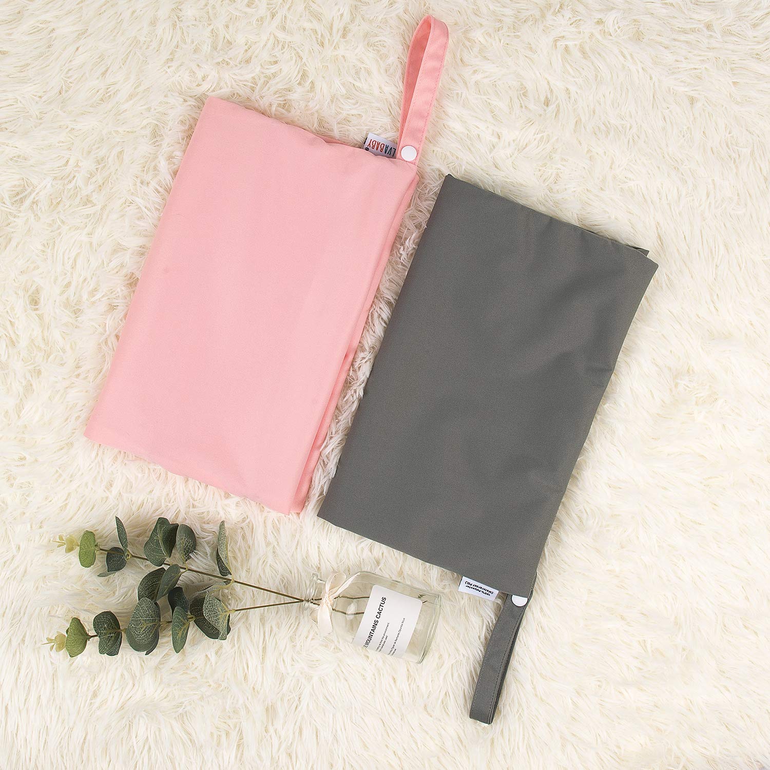 ALVA ALVABABY 2pcs Cloth Diaper Wet Dry Bags Waterproof Reusable with Two Zippered Pockets Travel Beach Pool Daycare Soiled Baby Items Yoga Gym Bag for Swimsuits or Wet Clothes L-B1929