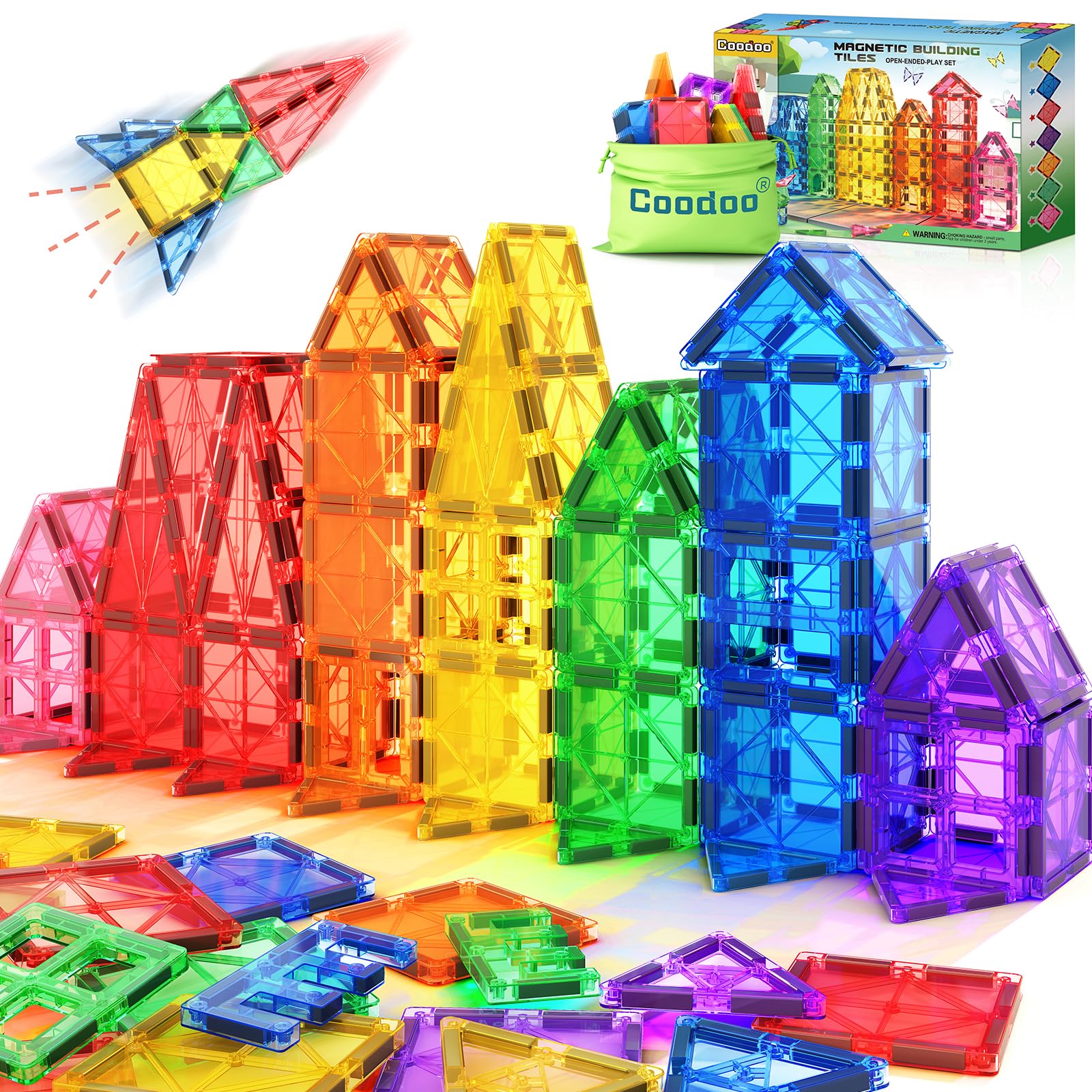 Kids Toys Magnetic Tiles Starter Set Classroom Must Haves, Magnetic Blocks for Toddlers Magnet Building Toys Preschool Montessori Learning Games for 3+ Year Old Boys & Girls