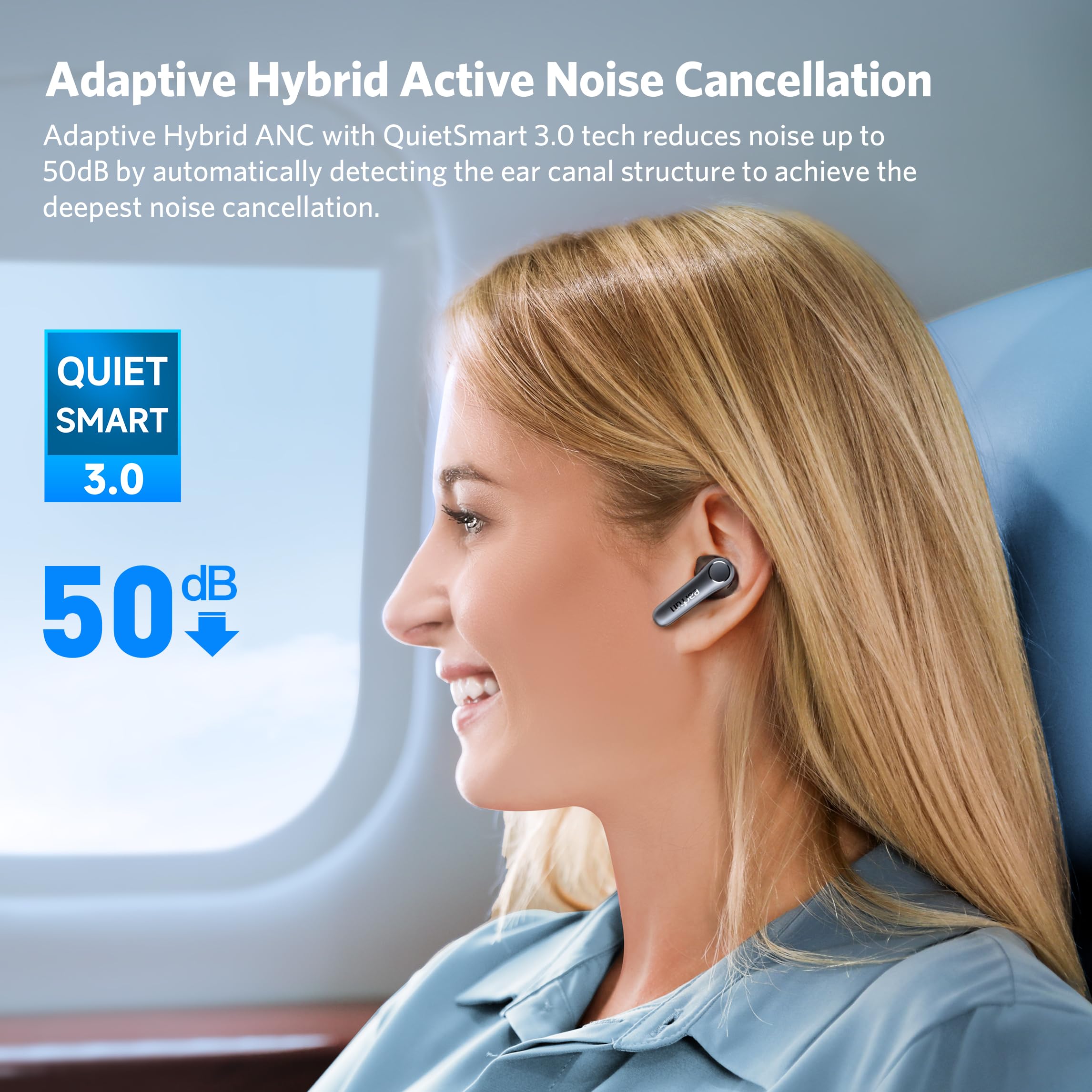 EarFun Air Pro 4 Adaptive Hybrid Noise Canceling Wireless Earbuds, Qualcomm Snapdragon Sound, aptX™ Lossless, 6 Mics AI CVC 8.0 Call, LDAC Hi-Res Audio, 52H Playtime, Bluetooth 5.4, in-Ear Detection