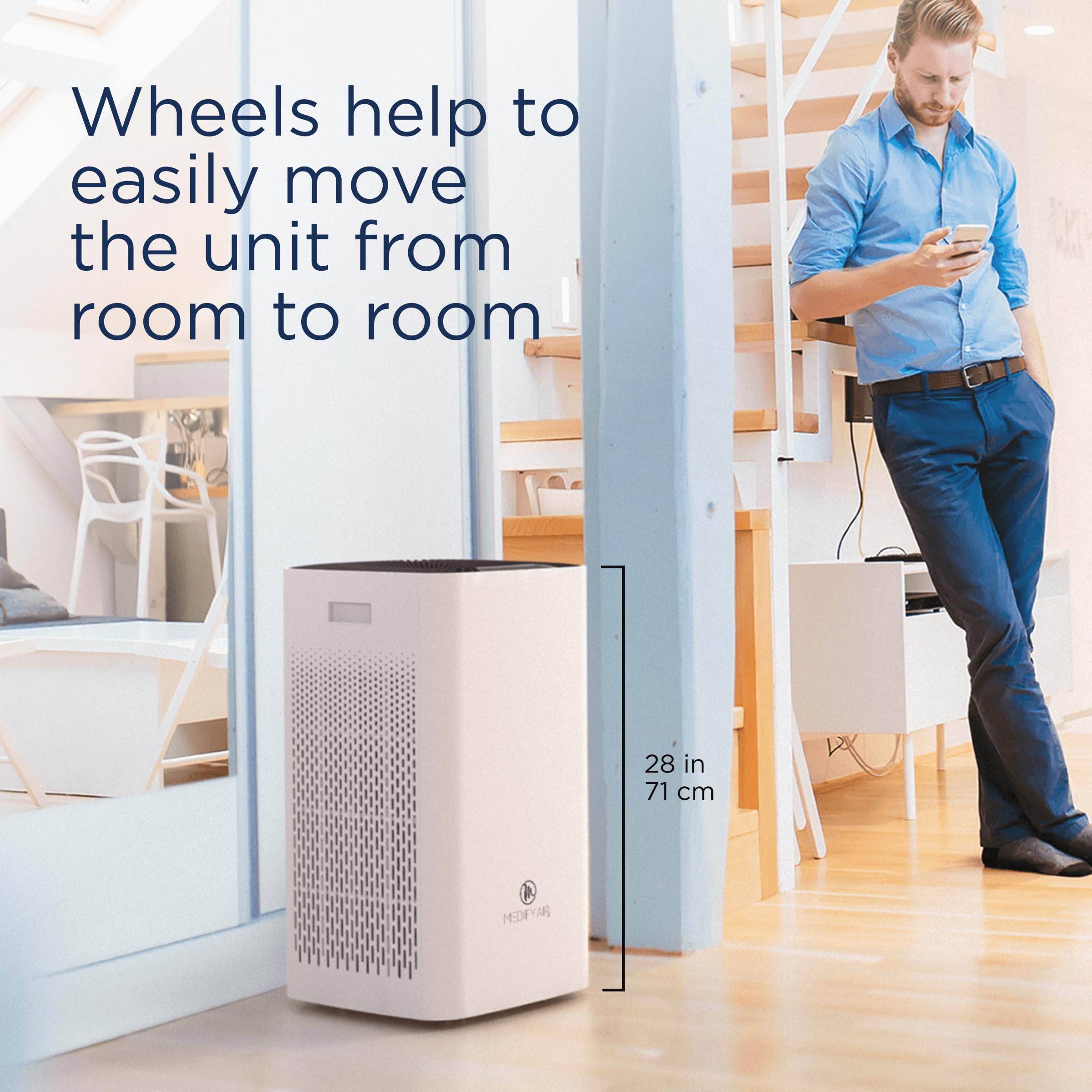 Medify MA-112 Air Purifier with True HEPA H13 Filter | 4,455 ft² Coverage in 1hr for Smoke, Wildfires, Odors, Pollen, Pets | Quiet 99.9% Removal to 0.1 Microns | White, 1-Pack