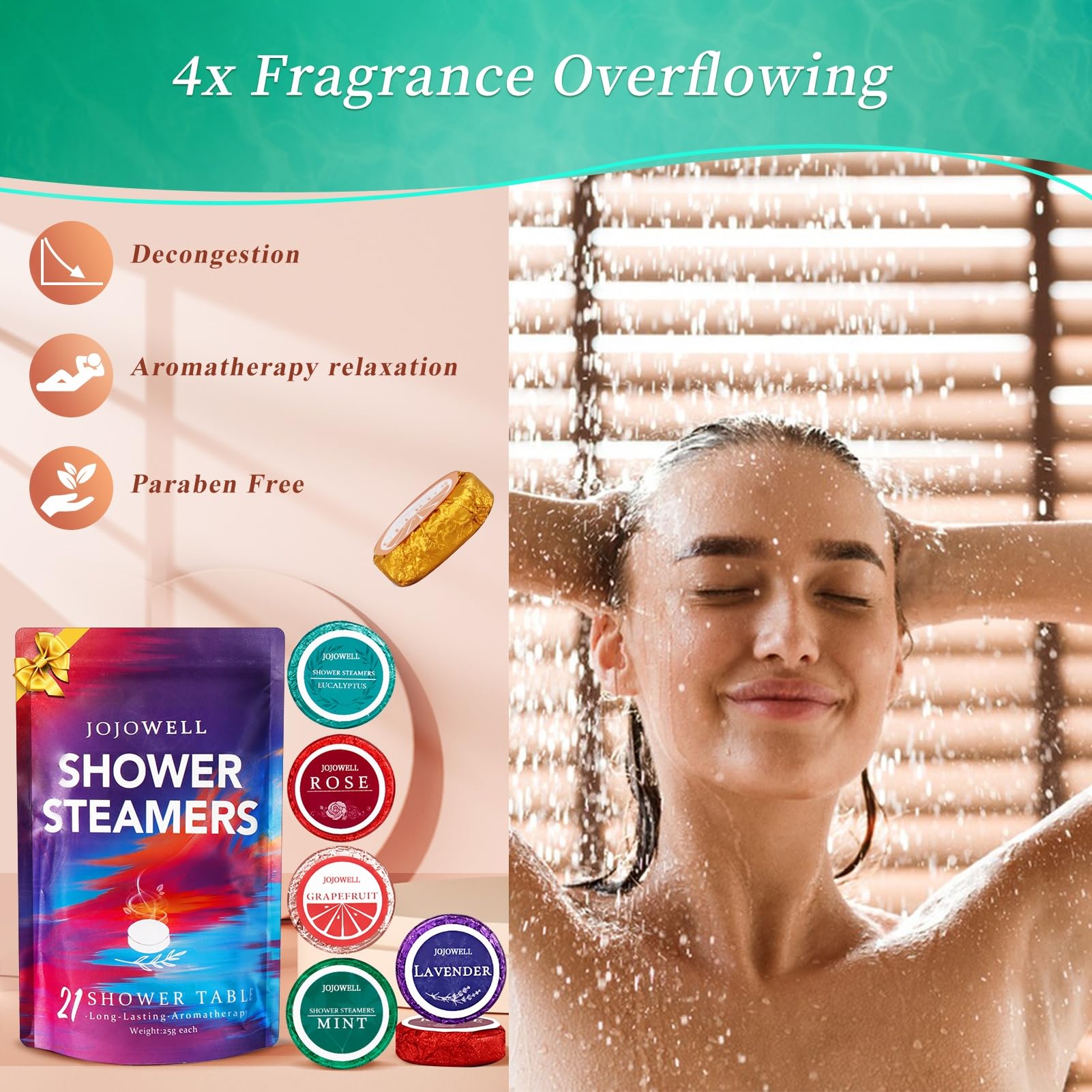 JoJowell Shower Steamers Aromatherapy - 21Pcs Shower Bombs Birthday Gifts for Women Essential Oil, Nasal Relief, Self Care Spa Gifts for Women, Christmas Gifts for Mom, Stocking Stuffers for Women