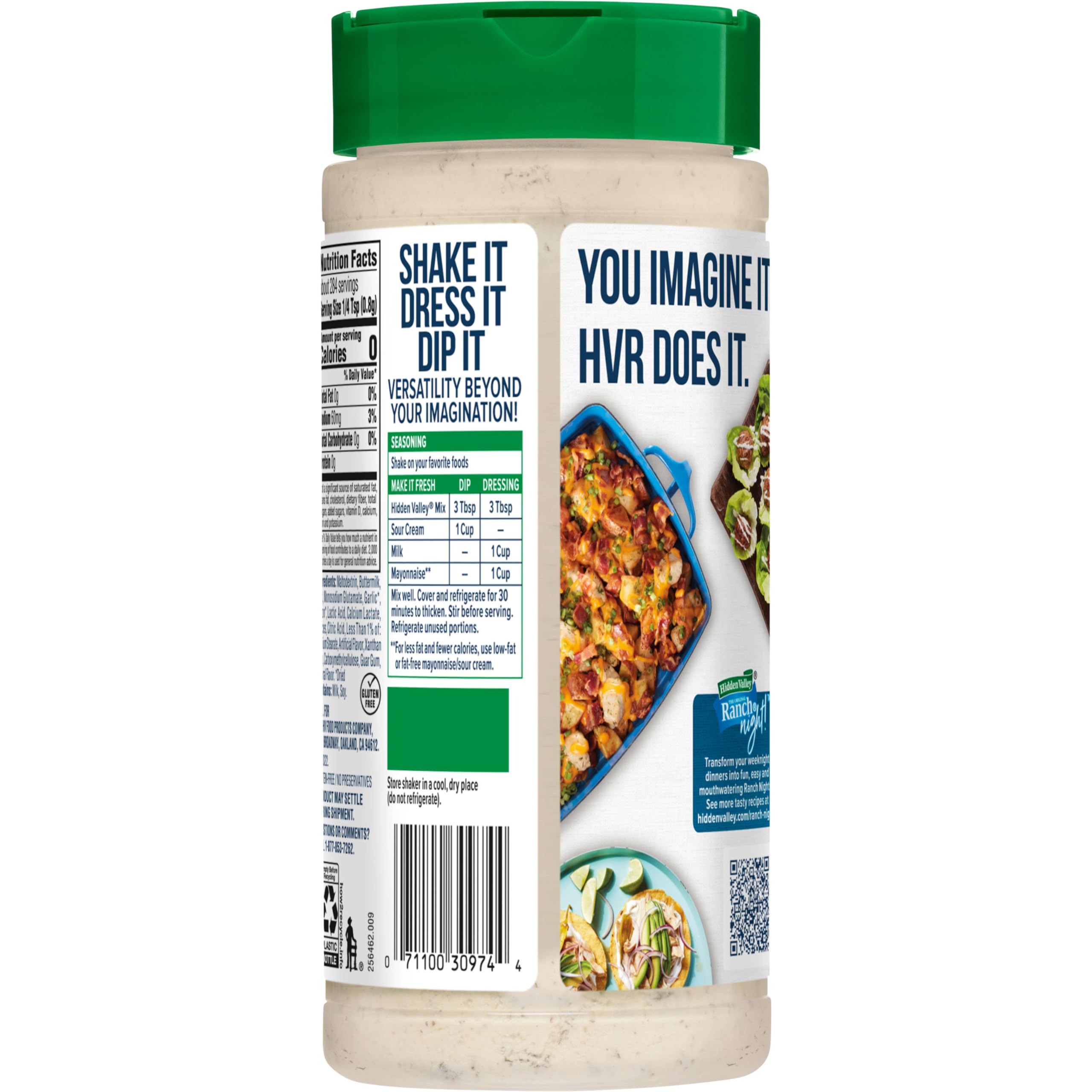 Hidden Valley Original Ranch Seasoning, Dressing and Dip Mix, Shaker Canister, 8 Ounces (Package May Vary)
