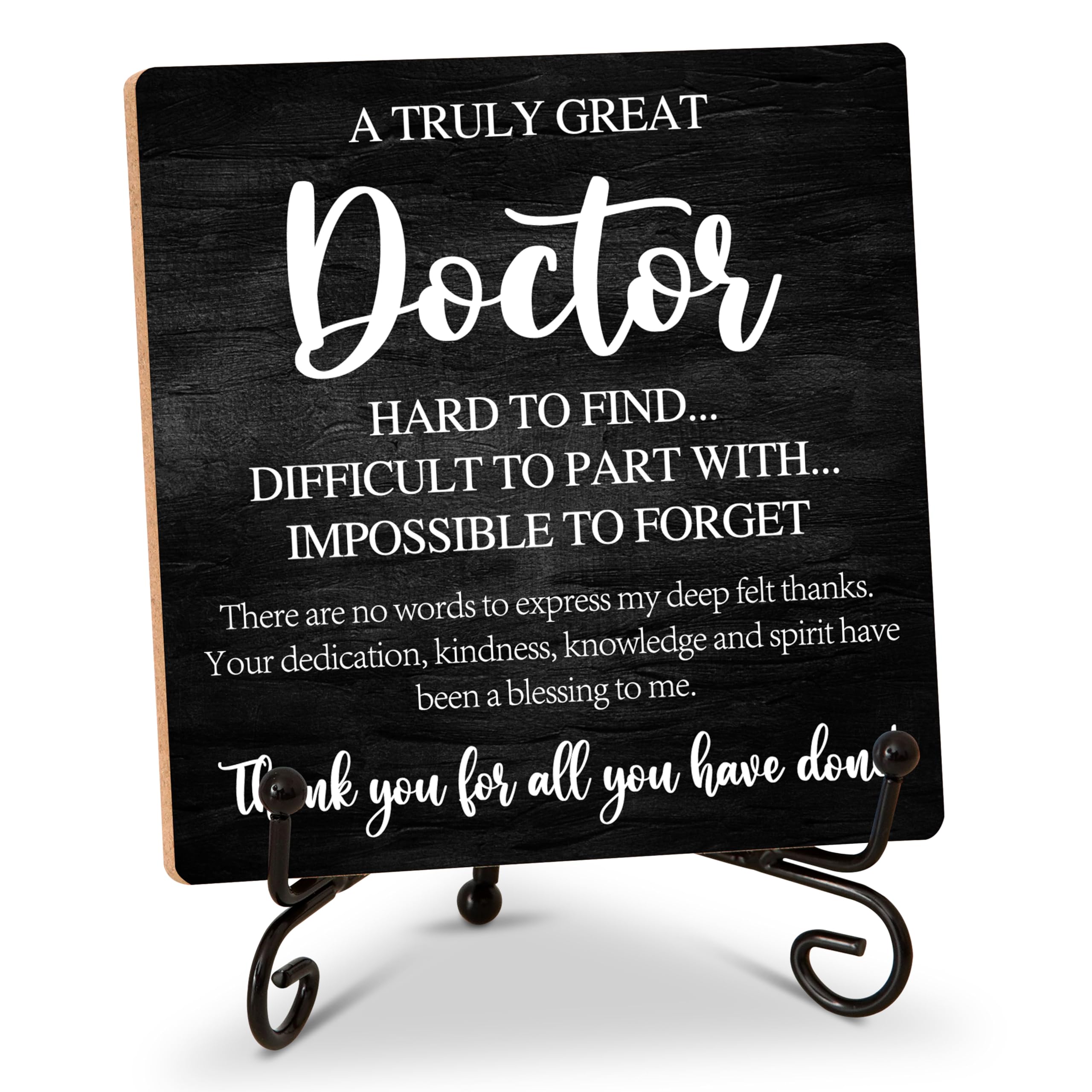 Thank You Gifts for Doctor - Inspirational Wood Plaque with Stand - Retirement Appreciation Gifts for Doctors - Black Wooden Desk Sign for Home Office Bar Accessories - C11