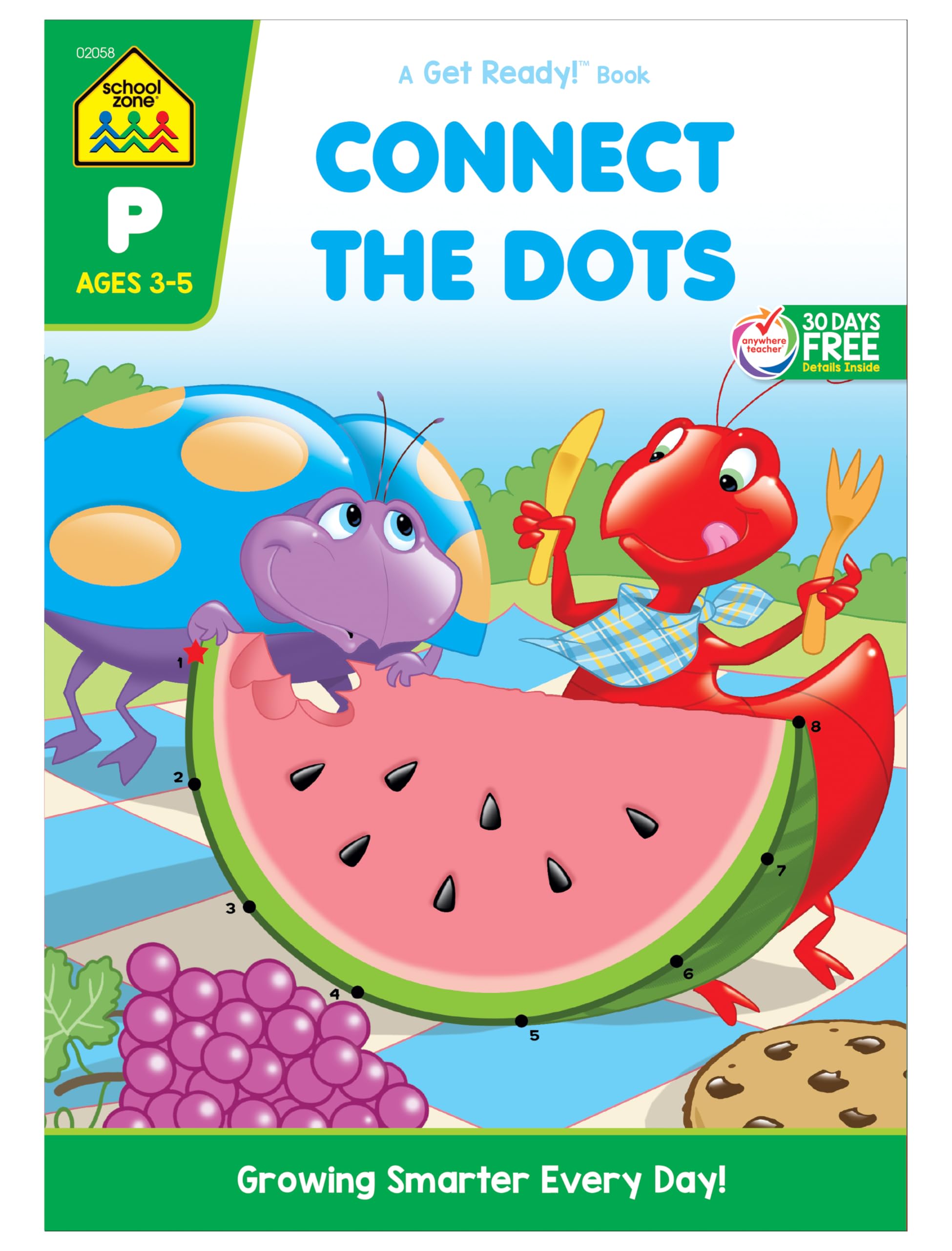 School Zone - Connect the Dots Workbook - 32 Pages, Ages 3 to 5, Preschool, Kindergarten, Dot-to-Dots, Counting, Number Puzzles, Numbers 1-10, Coloring, and More (School Zone Get Ready!™ Book Series)