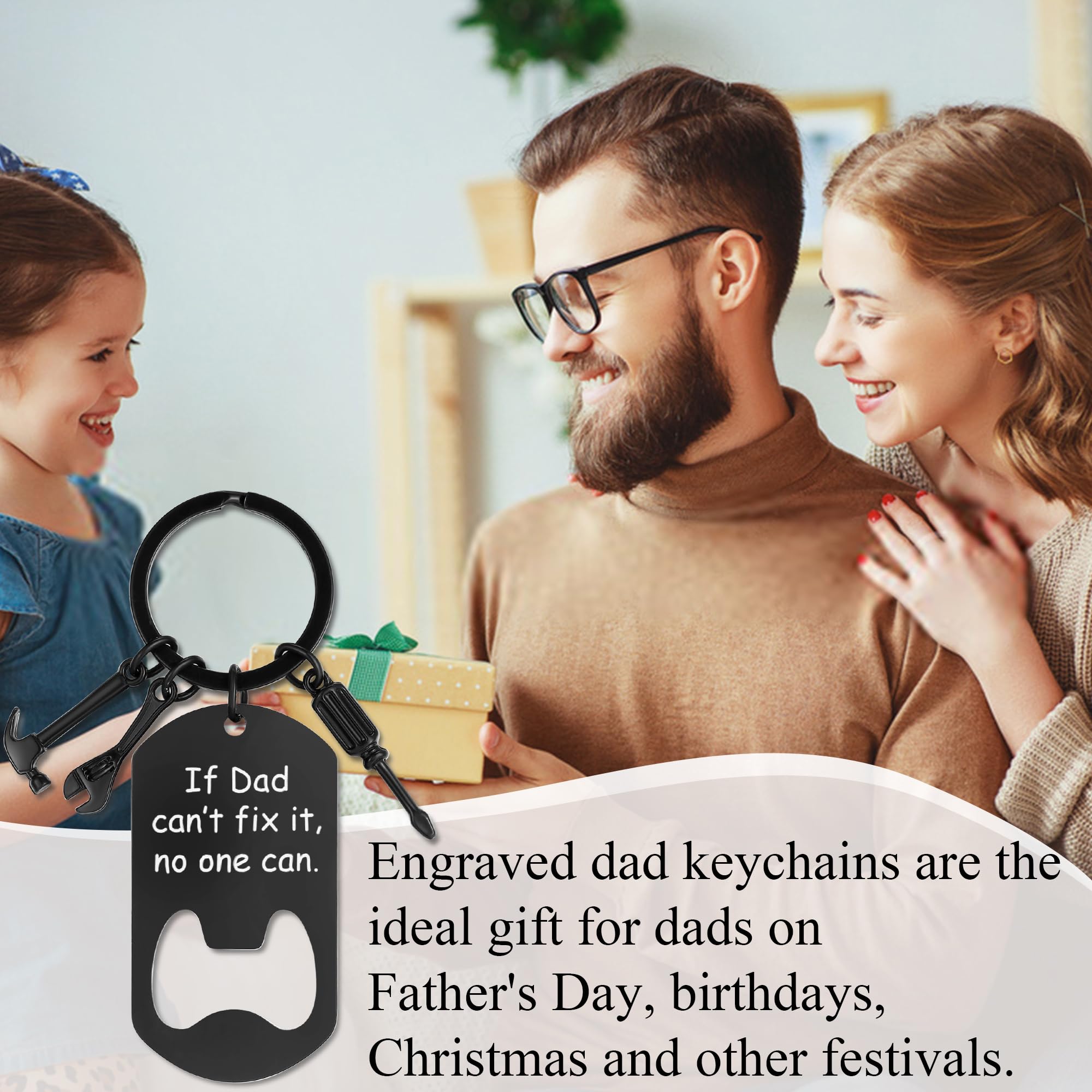 MAIBAOTA Dad Keychain Dad Birthday Gifts Fathers Day Birthday Gifts for Dad from Son Daughter Cool Stuff Keyring Presents for Daddy Papa