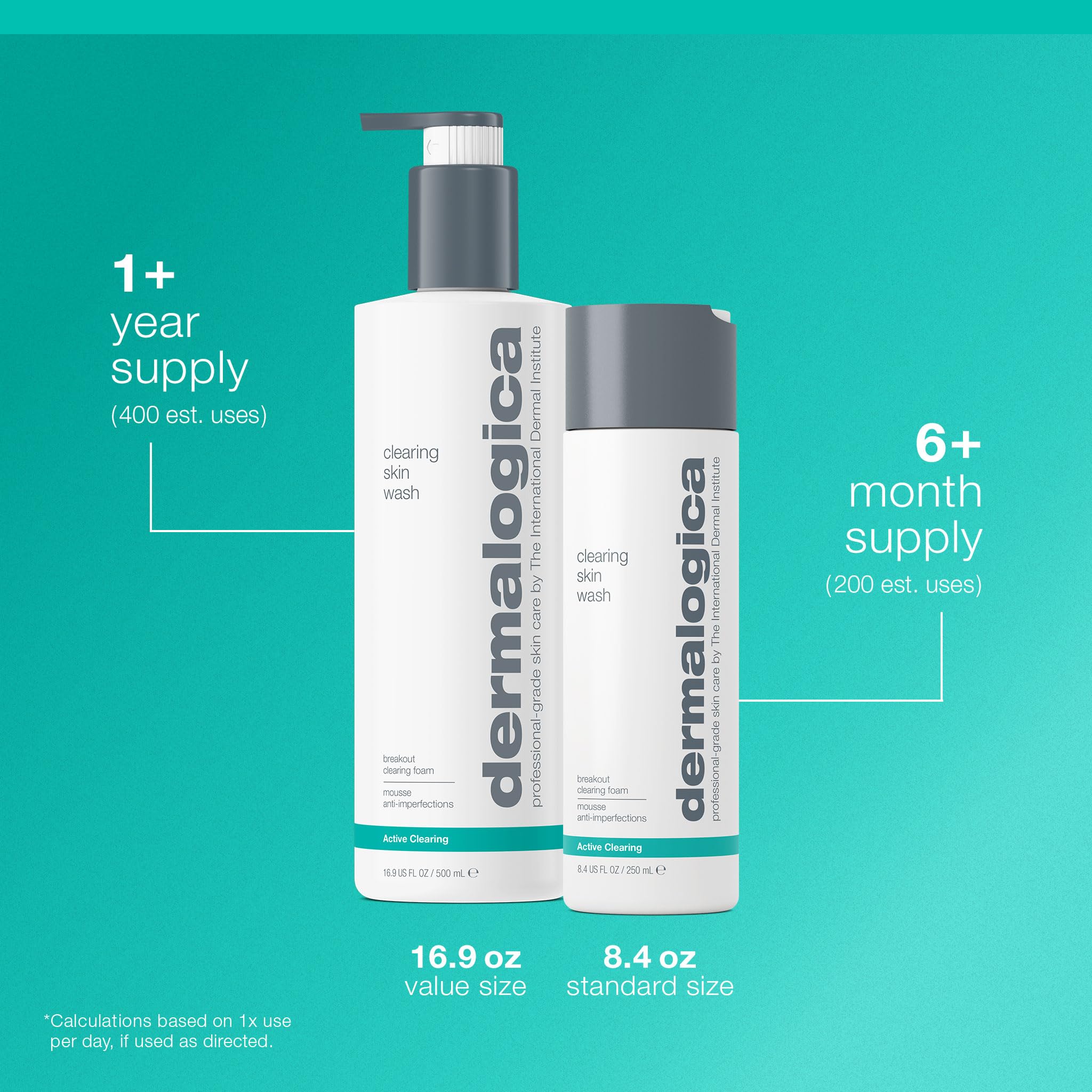 Dermalogica Clearing Skin Wash (8.4 Fl Oz) Anti-Aging Acne Face Wash - Natural Breakout Clearing Foam with Salicylic Acid and Tea Tree Oil
