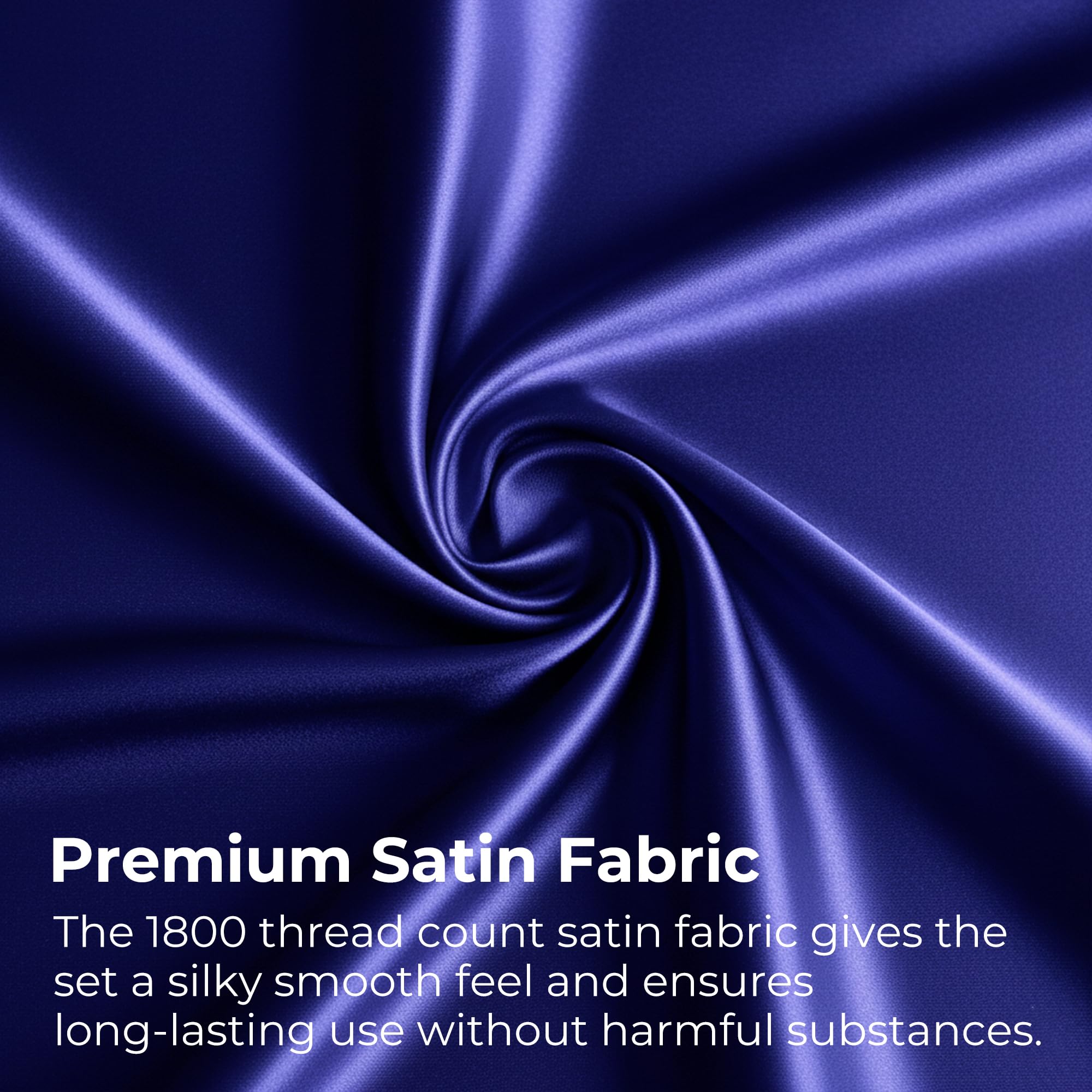 Seasonwood Twin Size Sheet Set Satin Sheets Navy Blue Microfiber Silk Bed Set of 3 with 1 Pillowcase