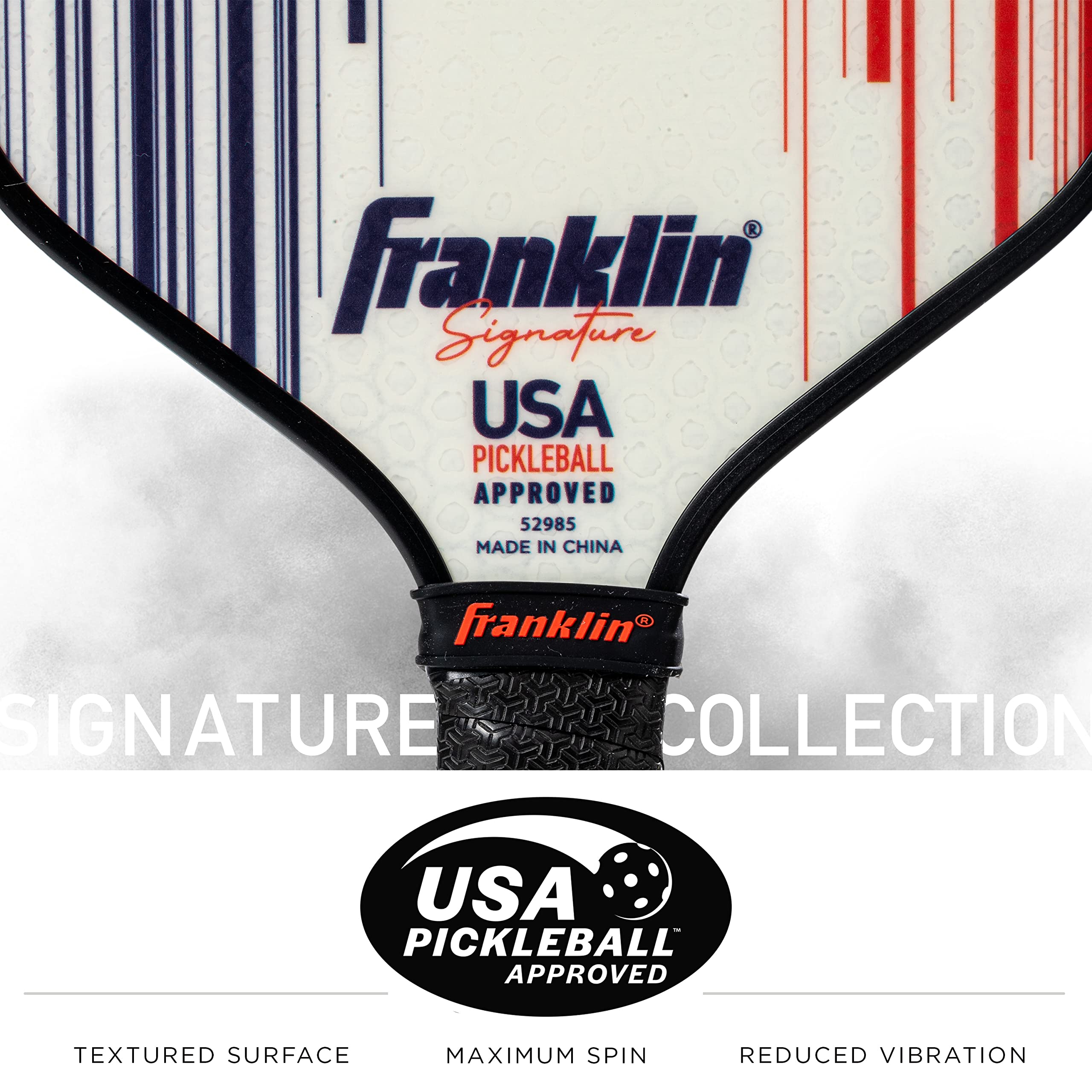 Franklin Sports Pro Pickleball Paddles - Signature Series Pro Pickleball Paddle with MaxGrit Surface - USA Pickleball (USAPA) Approved Tournament Pickleball Paddle - 16mm Polypropylene Core - White