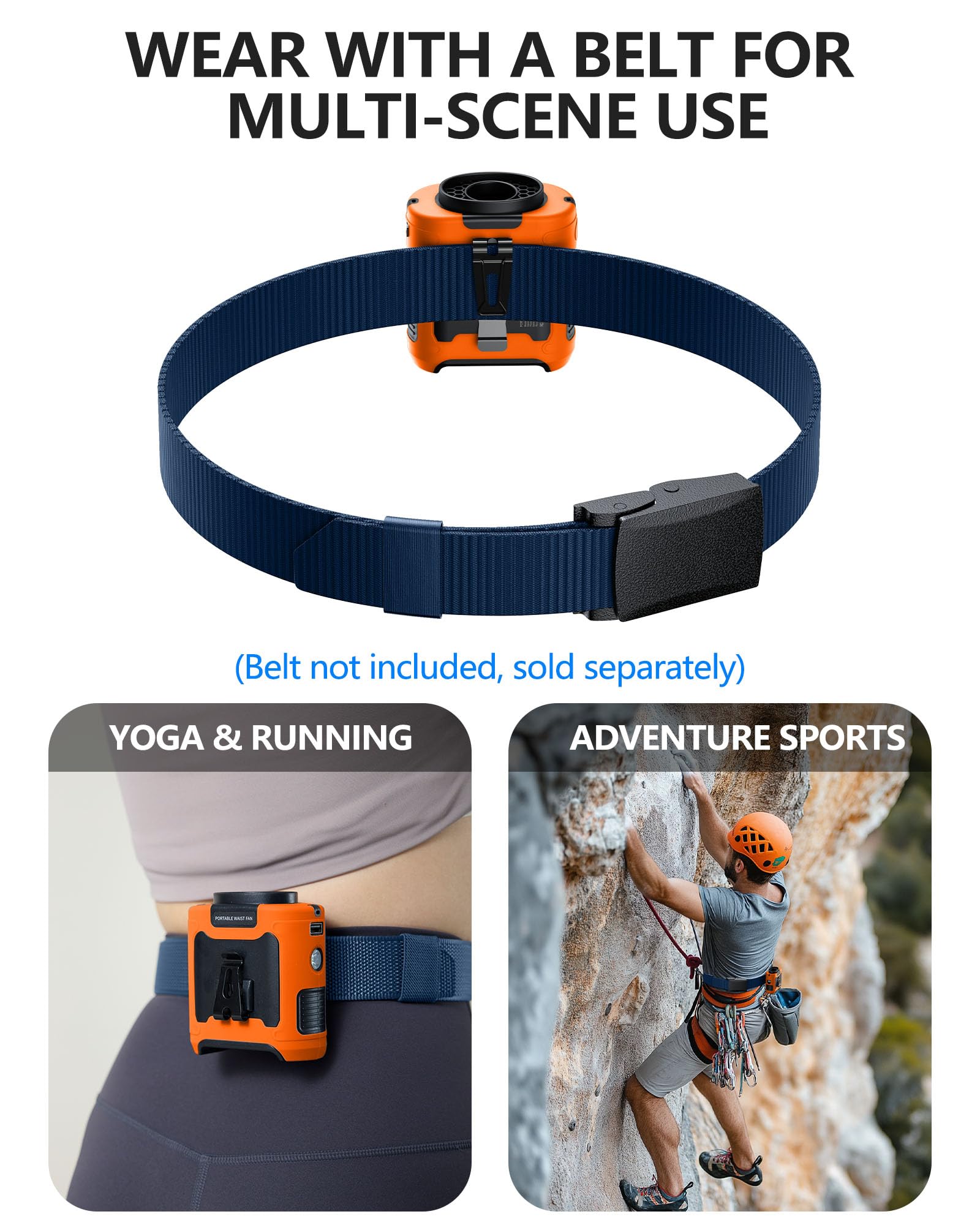 morsisho 1 Pack Green Portable Waist Fan and 1 Pack Dark Blue Tactical Nylon Belt