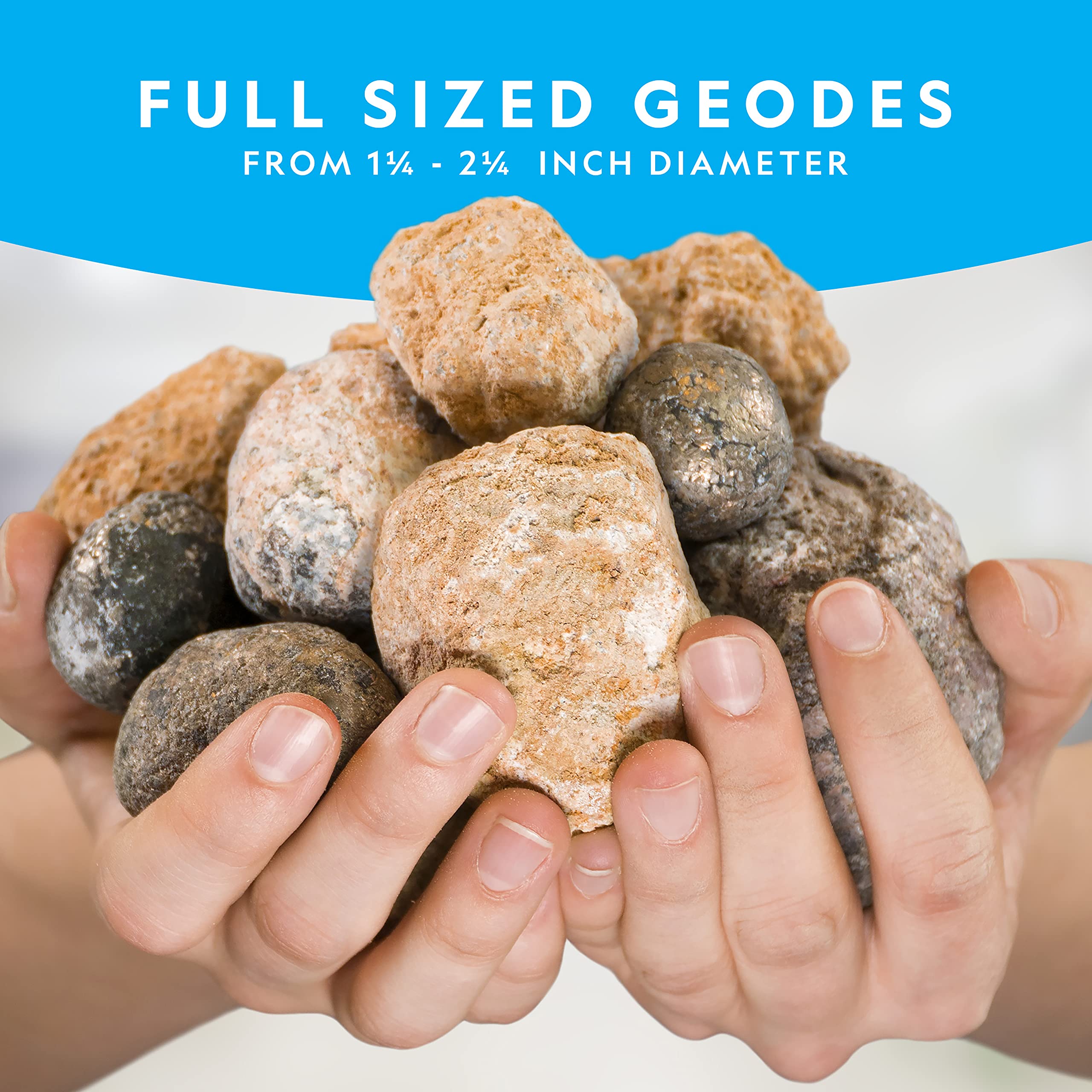 NATIONAL GEOGRAPHIC Break Open 10 Premium Geodes – Includes Goggles and 2 Display Stands - Great STEM Science Kit, Geology Gift for Kids, Break Your Own Geodes with Crystals, Toys for Boys and Girls