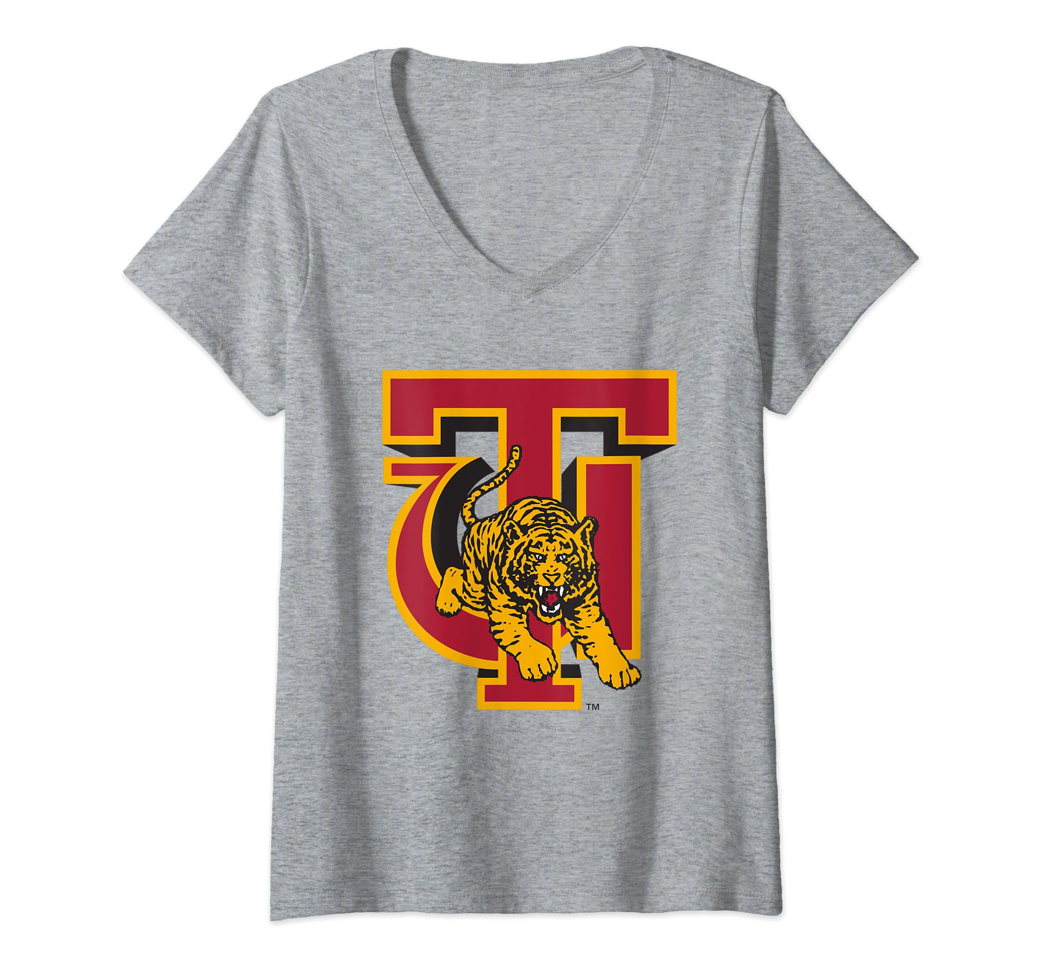 Womens Tuskegee Golden Tigers Icon Logo Officially Licensed V-Neck T-Shirt