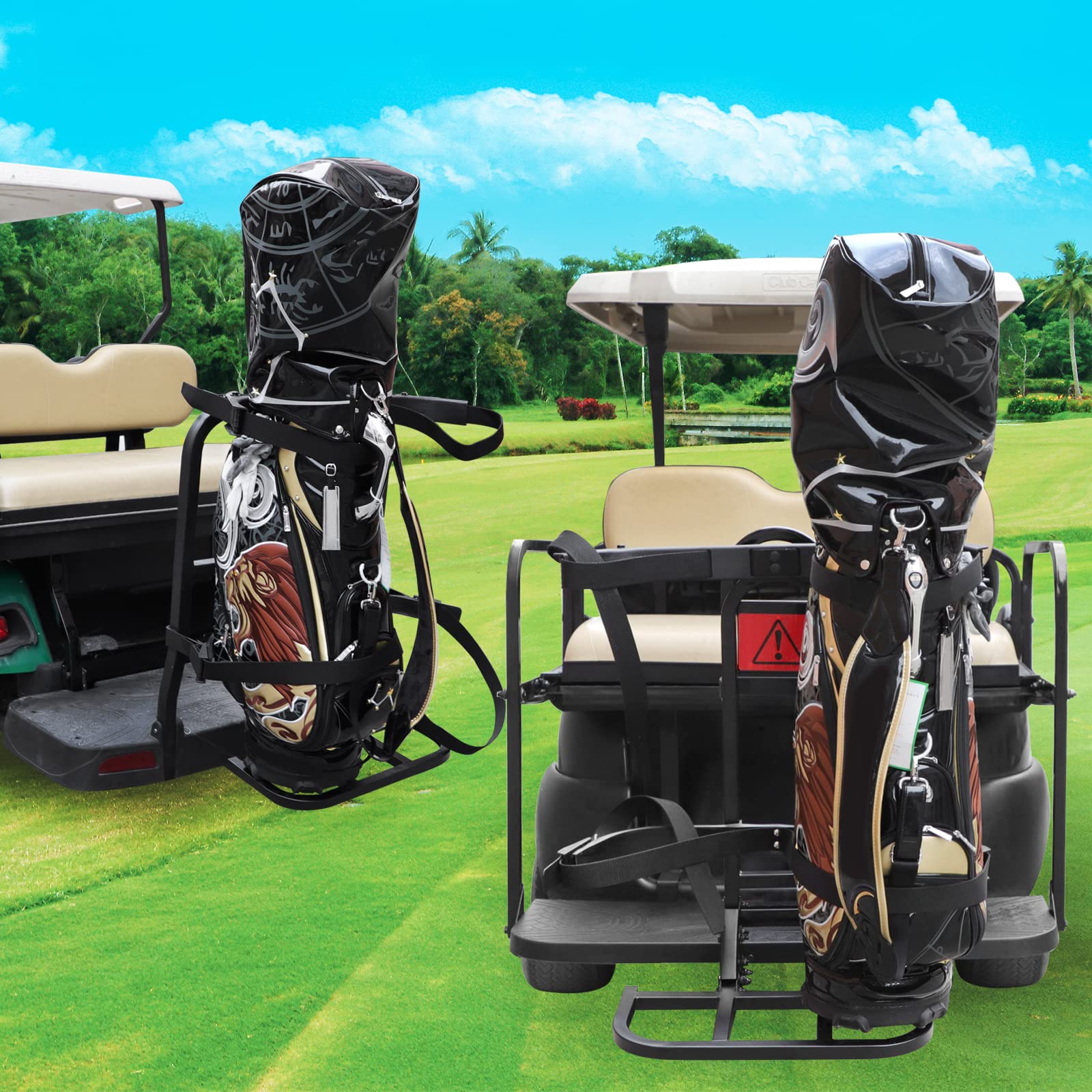 Roykaw Universal Golf Cart Rear Seat Bag Holder Compatible with EZGO/Club Car/Yamaha Golf Cart with Rear Seat Grab Bar, Upgrade 3rd Generation - Don't Occupy The Rear Seat/No Drilling Required