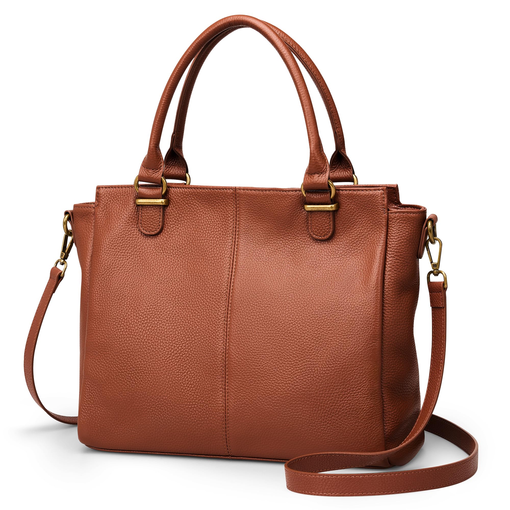 befen Soft Genuine Leather Purses for Women Small Tote Bag Handbags Crossbody Bags Top Handles Satchel Purse Shoulder Bag with RFID Card Slots Cognac Brown