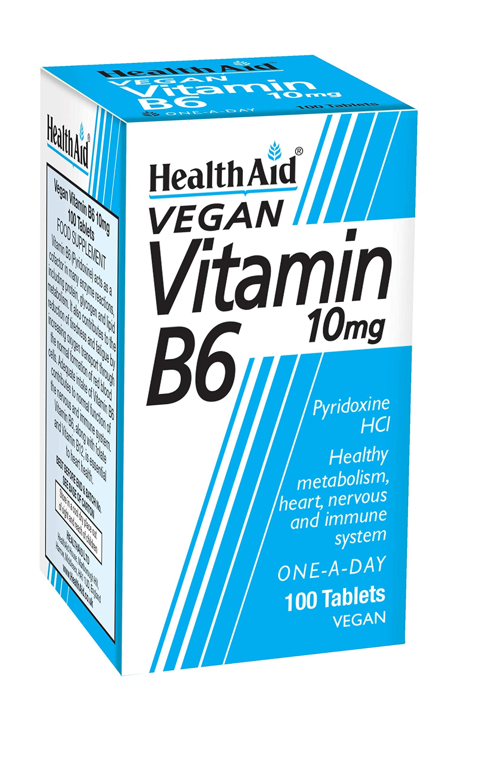 Health Aid Vitamin B6 (Pyridoxine HCl) 10mg 100 Tablets