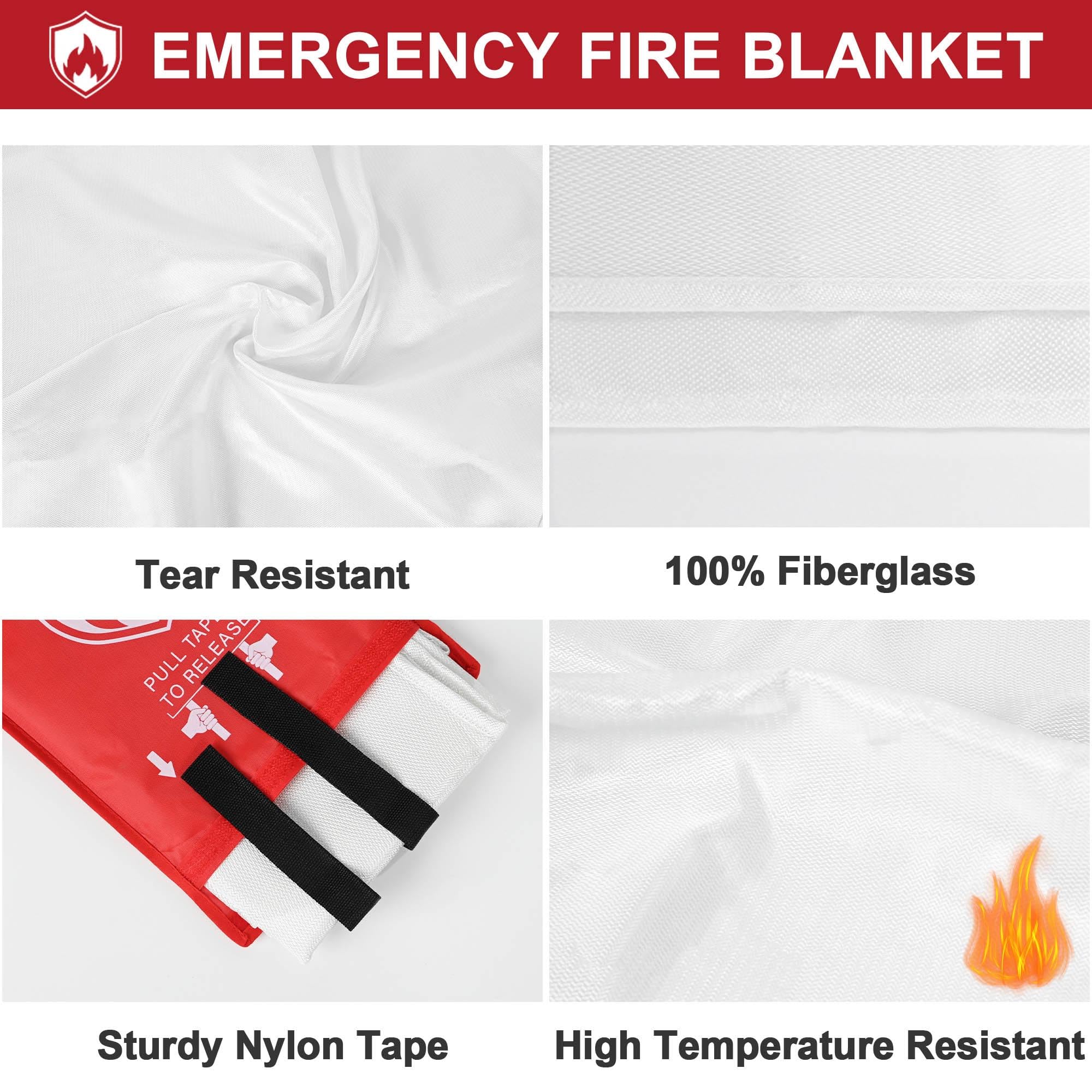 Safewayfire Emergency Fire Blanket - 4 Pack - Fiberglass Fire Blanket for Home, 39.4'' x 39.4'' Fire Suppression Blanket for Kitchen