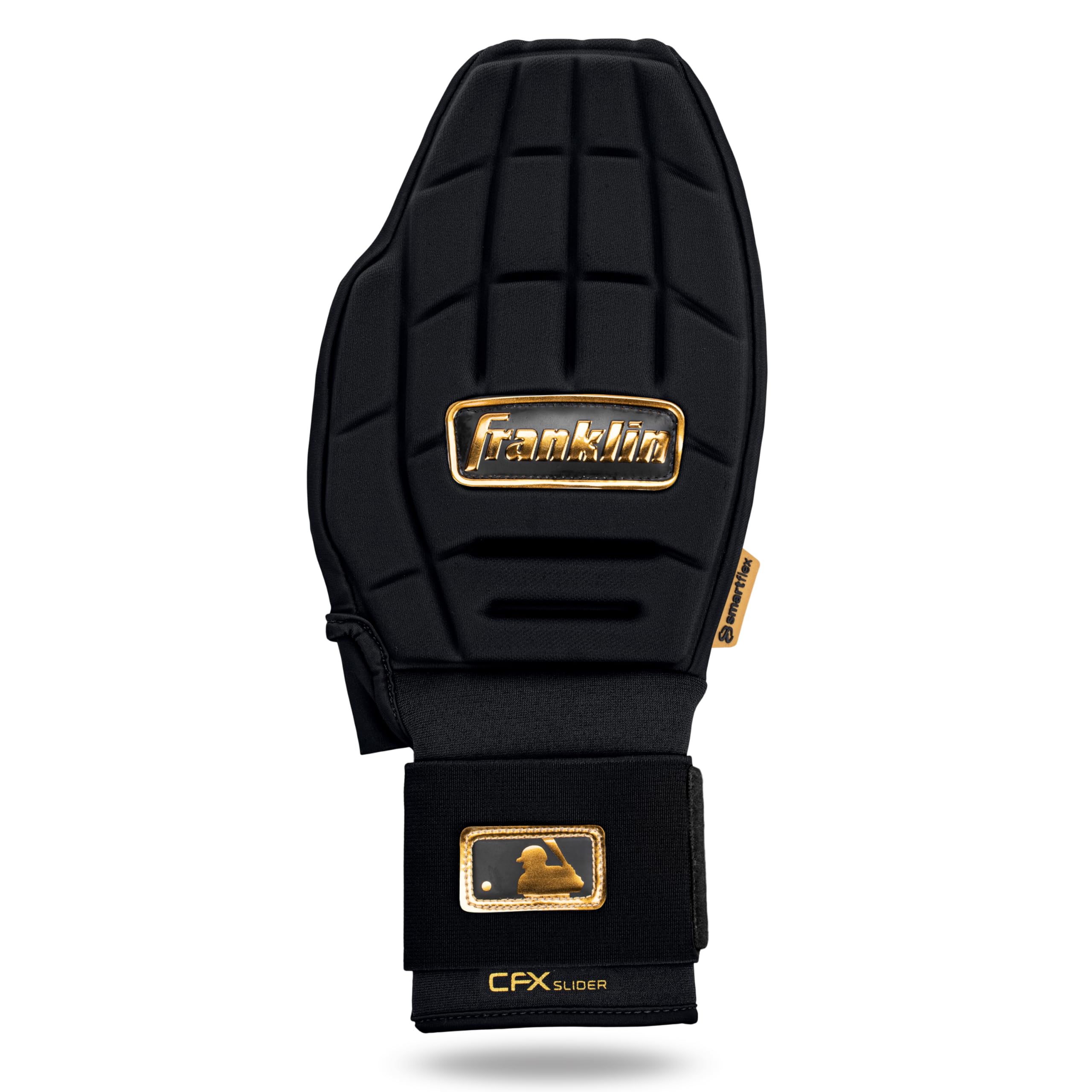 Franklin Sports MLB Baseball + Softball Sliding Mitt - CFX PRT Adult Protective Baserunning Sliding Glove - Left + Right Hand Mitt - Hand + Wrist Protector for Running - Black + Gold - One Size