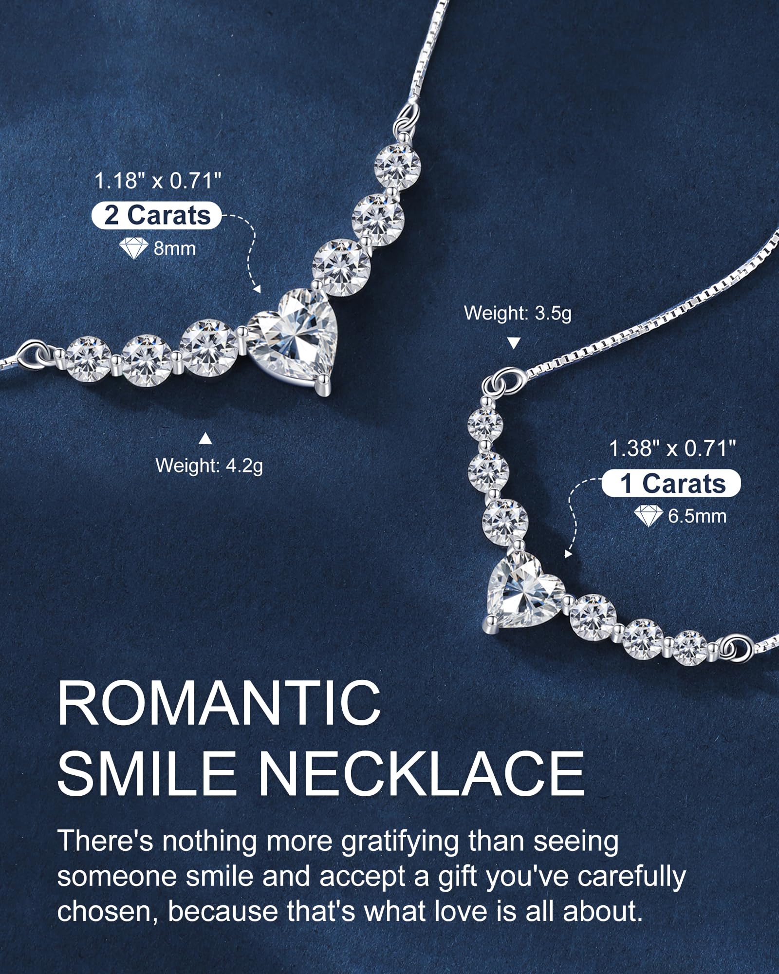 N9NEMUSES Moissanite Necklace for Women, 4.4 Moissanite Heart Necklace Engraved 'I LOVE YOU' Gift for Wife Birthday Wedding Anniversary Women Jewelry for Her Wife Girlfriend Mom Daughter