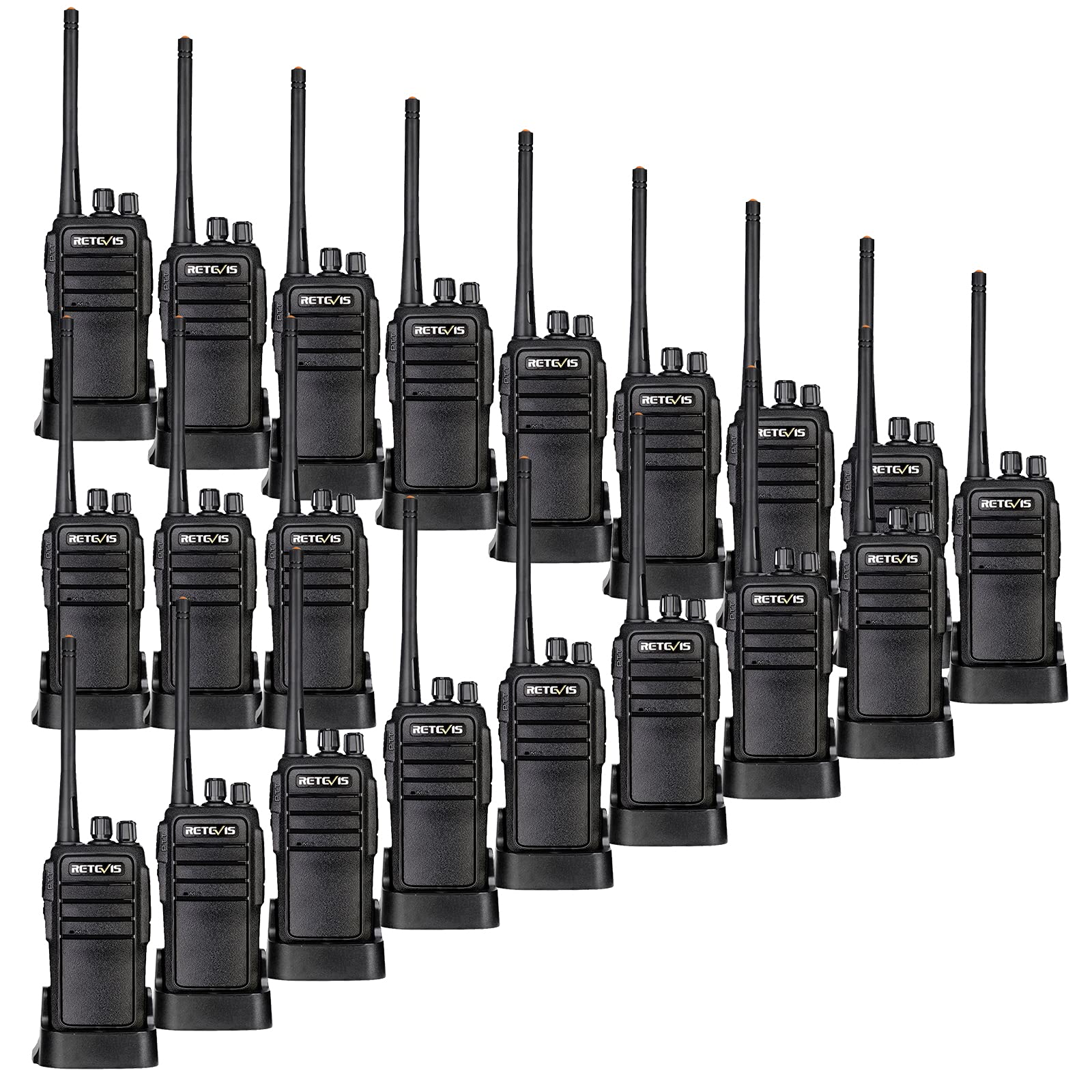 Retevis RT21 Walkie Talkies 20 Pack,Two Way Radio Long Range Rechargeable,Rugged 2 Way Radios,Stable Strong Signal,for Business Education Manufacturing