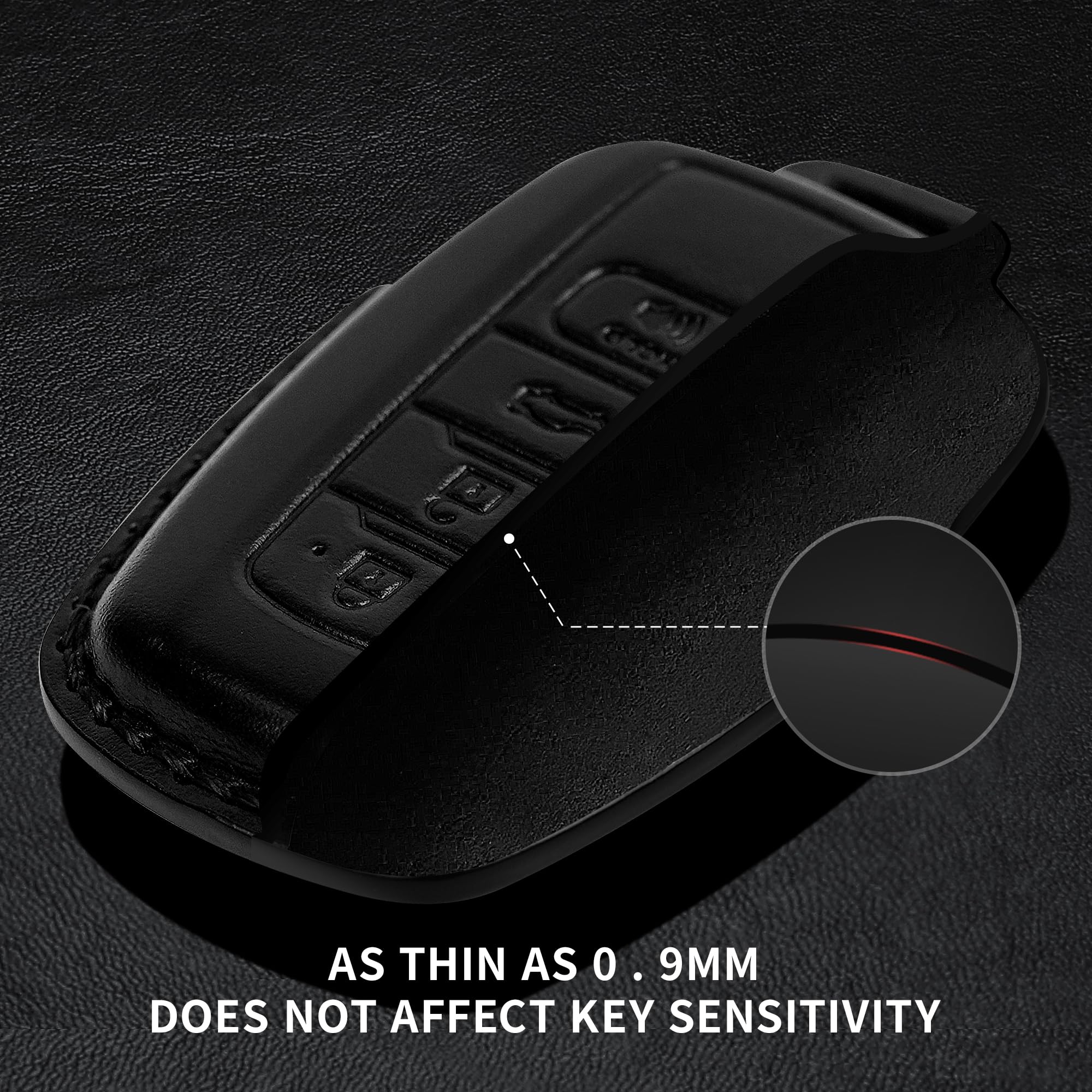Tukellen for Toyota Key Fob Cover Genuine Leather With Keychain,Leather Key Case Protector Compatible with 2020-2022 Highlander Corolla Prius 2018-2024 RAV4 Camry Avalon C-HR GT86 -Black