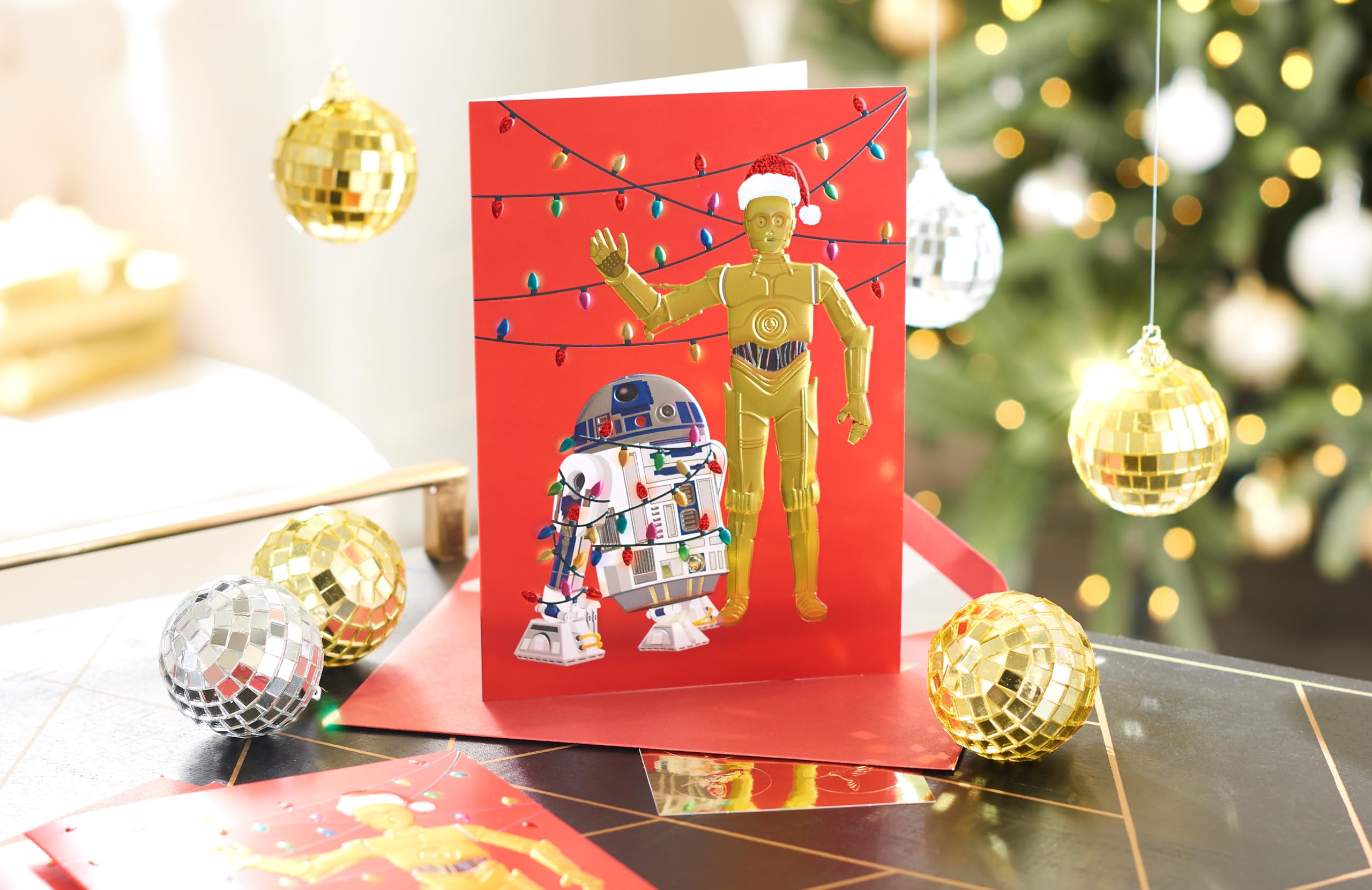 Papyrus Star Wars Christmas Cards Boxed with Envelopes, Droids to the World, R2D2 and C3PO (12-Count)