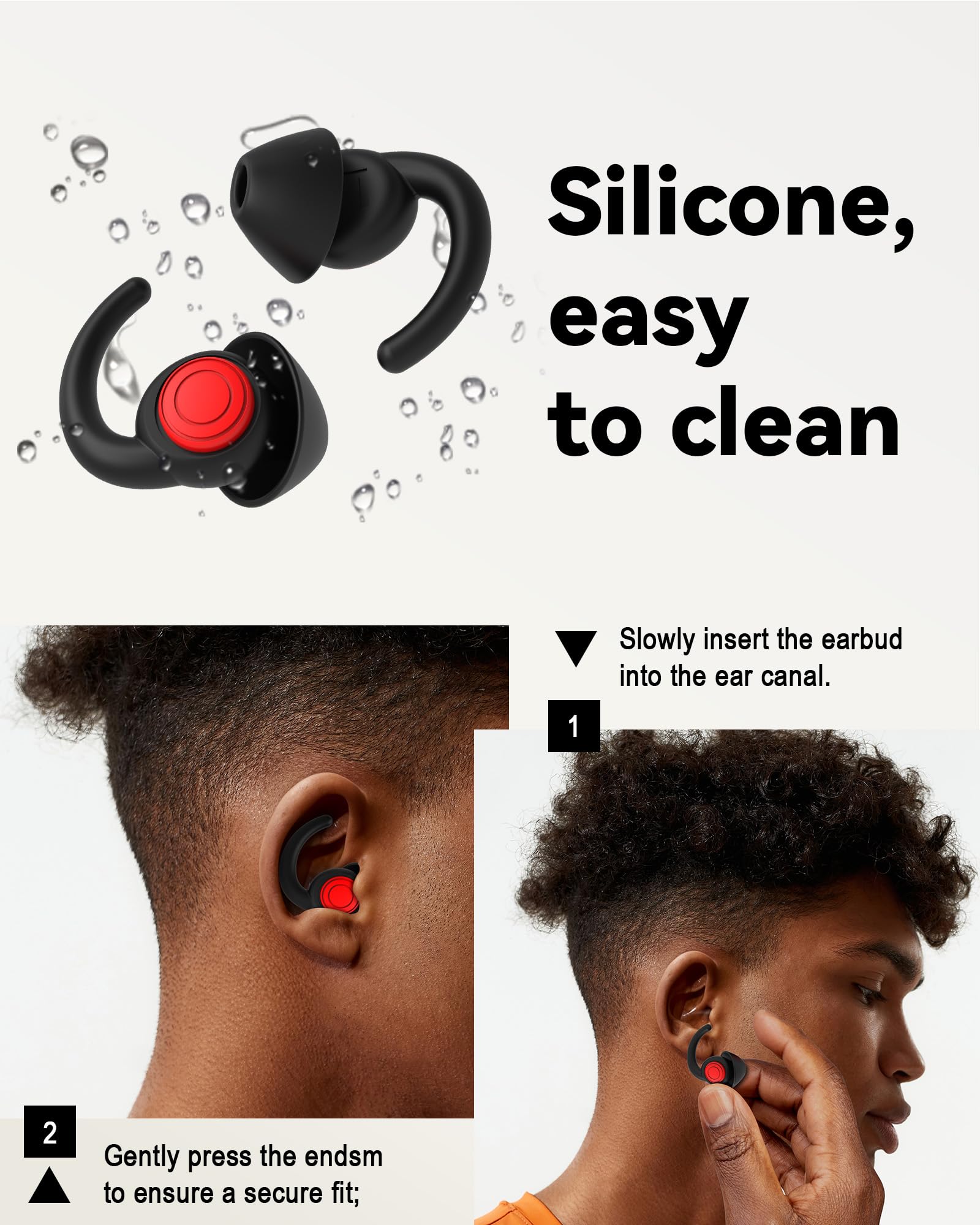 SUPCEAT Ear Plugs for Sleeping - Noise Reduction Soft Silicone Earplugs, 2 Pairs Reusable Hearing Protection Earplugs for Noise Sensitivity, Sleep,Snore,Travel,Sound Reduction Noise Cancelling - Black