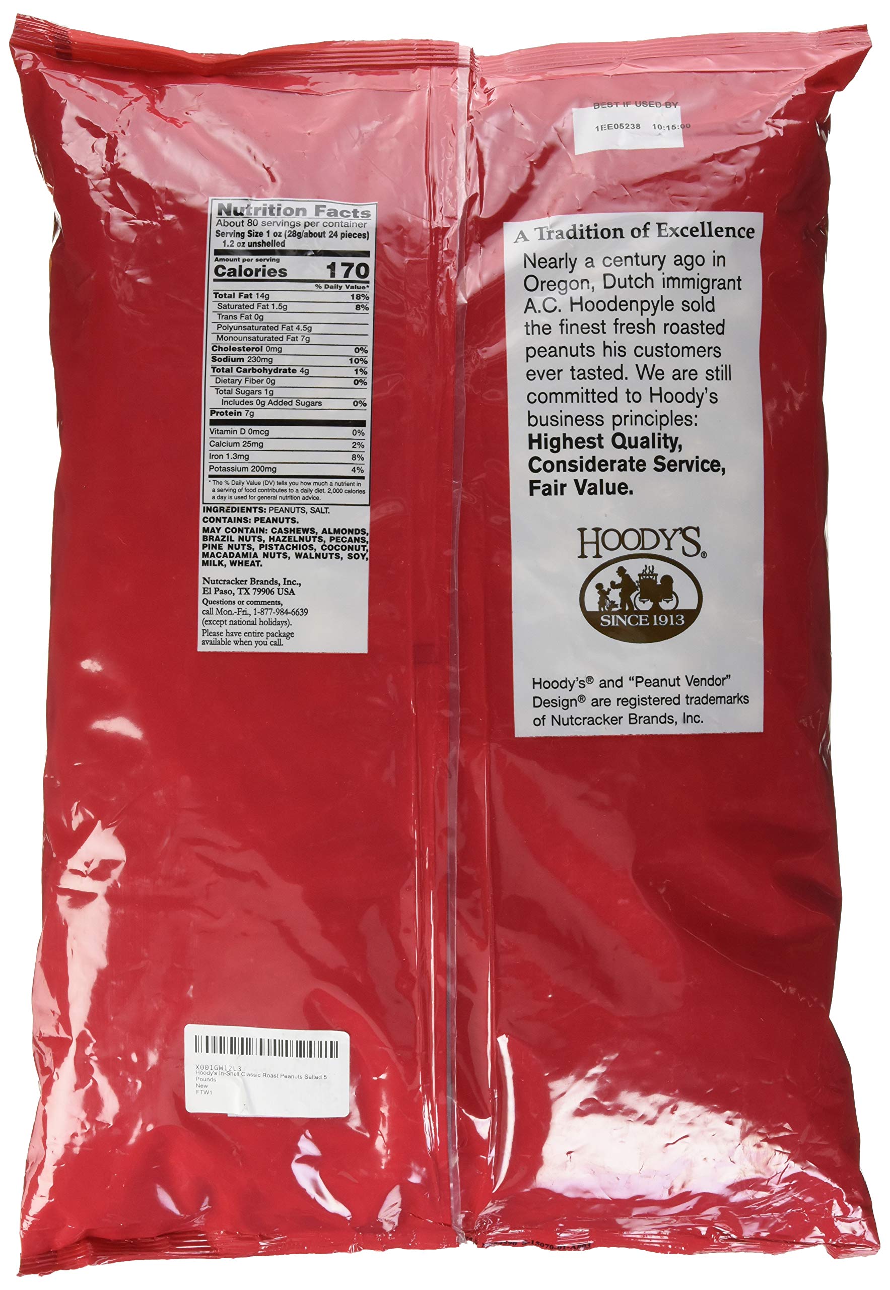 Hoody's In-Shell Classic Roast Peanuts Salted 5 Pounds