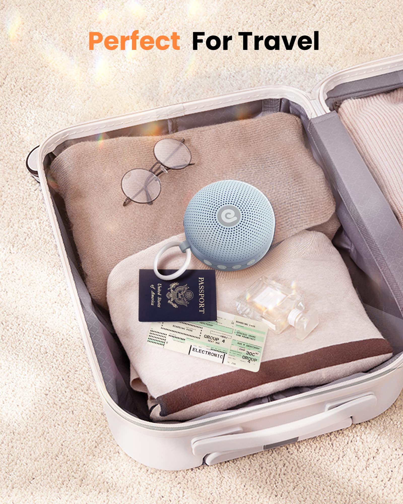 Dreamegg White Noise Machine - Portable Sound Machine for Baby Adult, Features Powerful Battery, 21 Soothing Sound, Noise Canceling for Office & Sleeping, Sound Therapy for Home, Travel(2Light Blue)